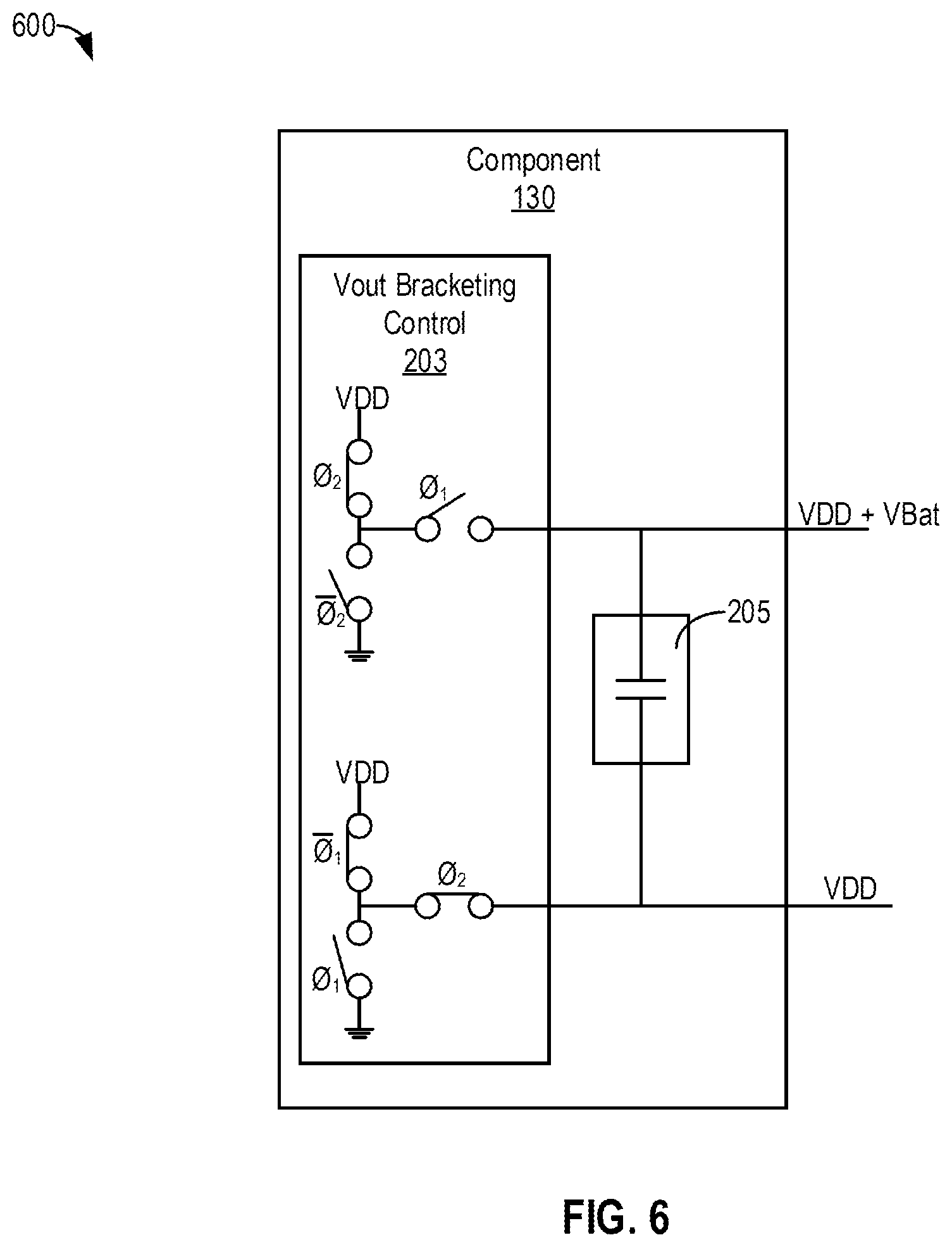 Patent US12620938 Figure 6 – High efficiency amplifier with output signal bracketing dynamic supplies