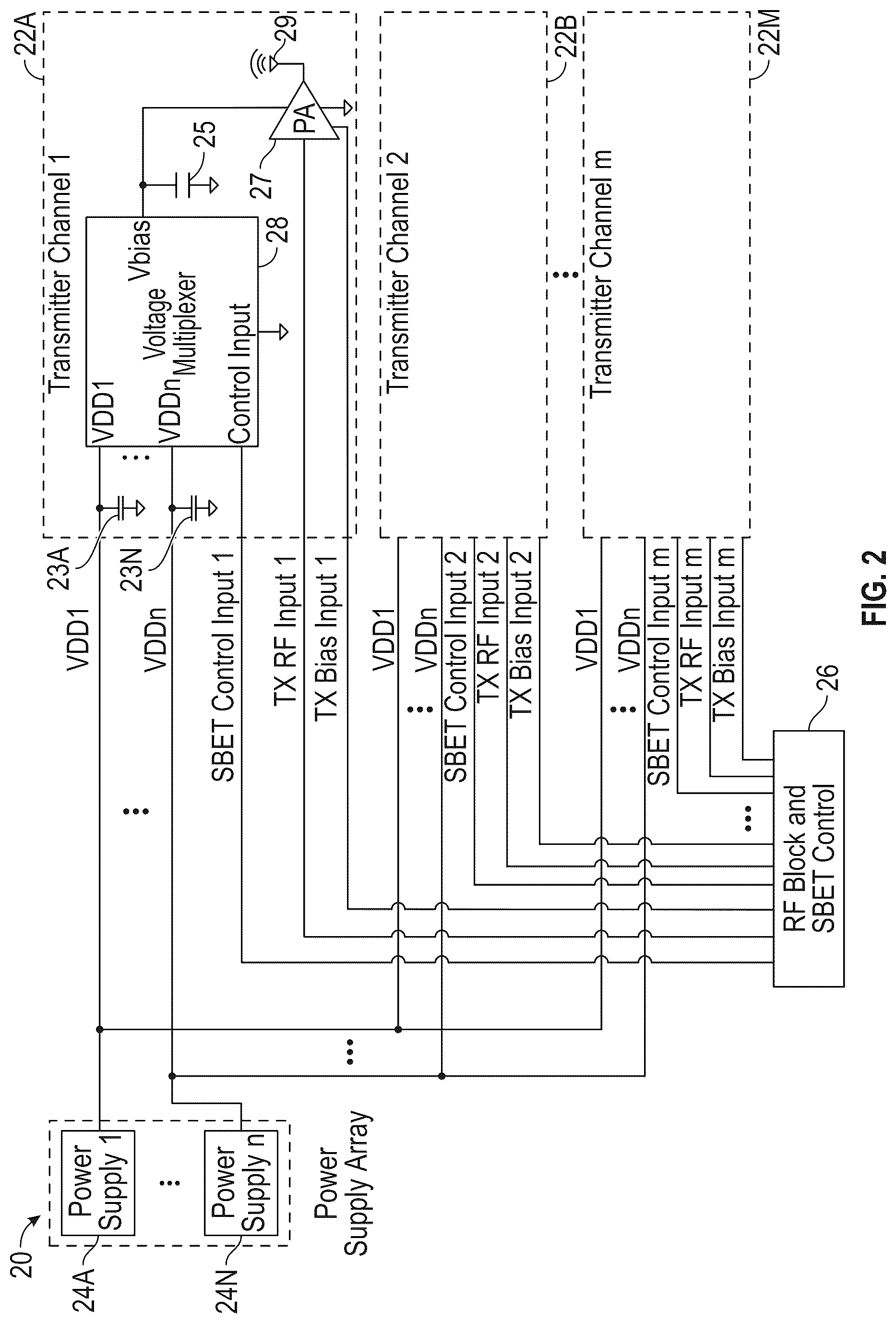Patent US12620939 Figure 2 – Magnetic field cancellation in radio frequency power amplifier envelope trackers