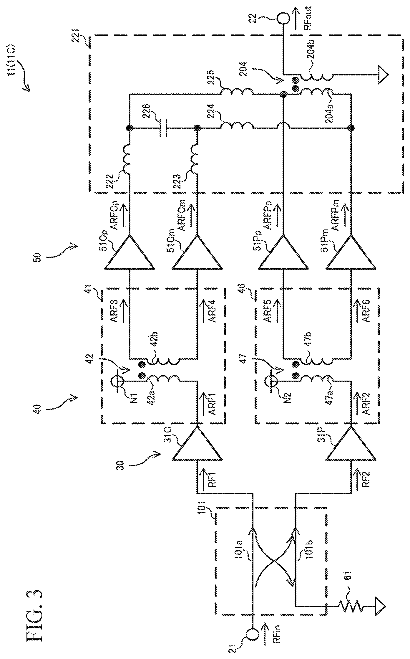 Patent US12620950 Figure 3 – Power amplifier circuit