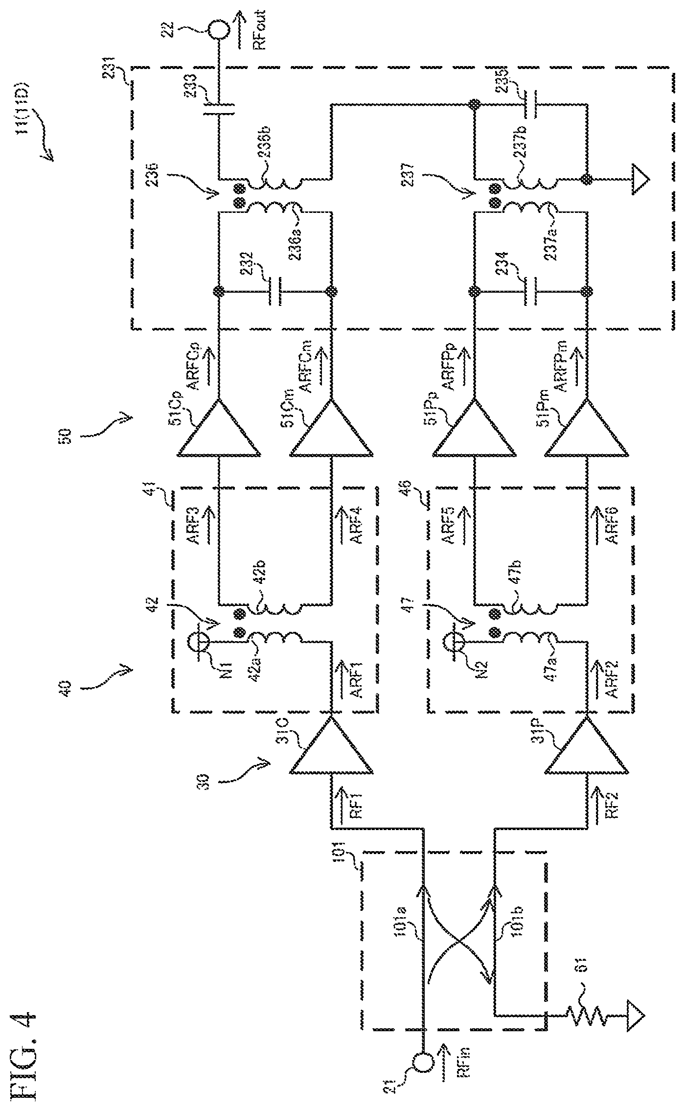 Patent US12620950 Figure 4 – Power amplifier circuit