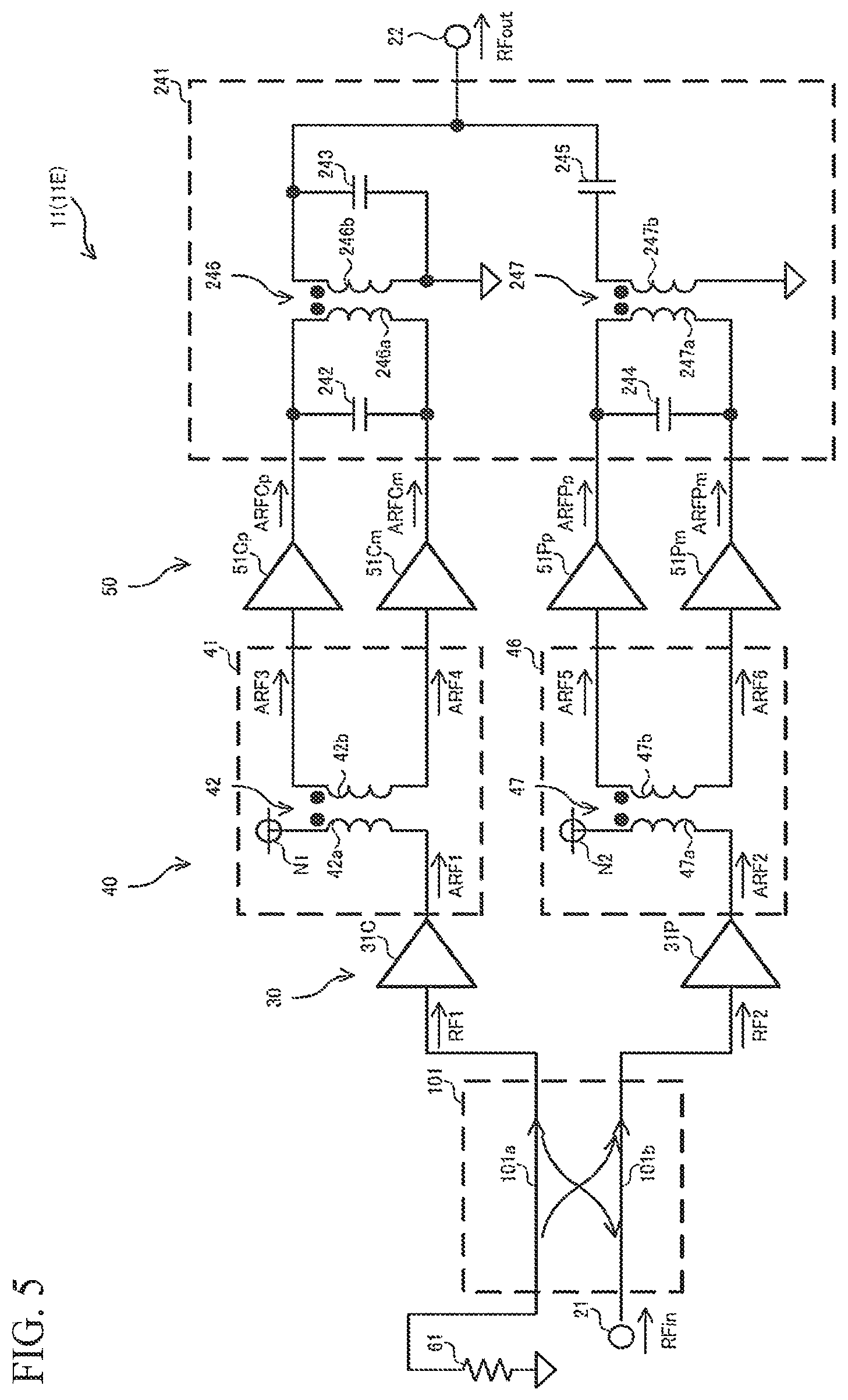 Patent US12620950 Figure 5 – Power amplifier circuit