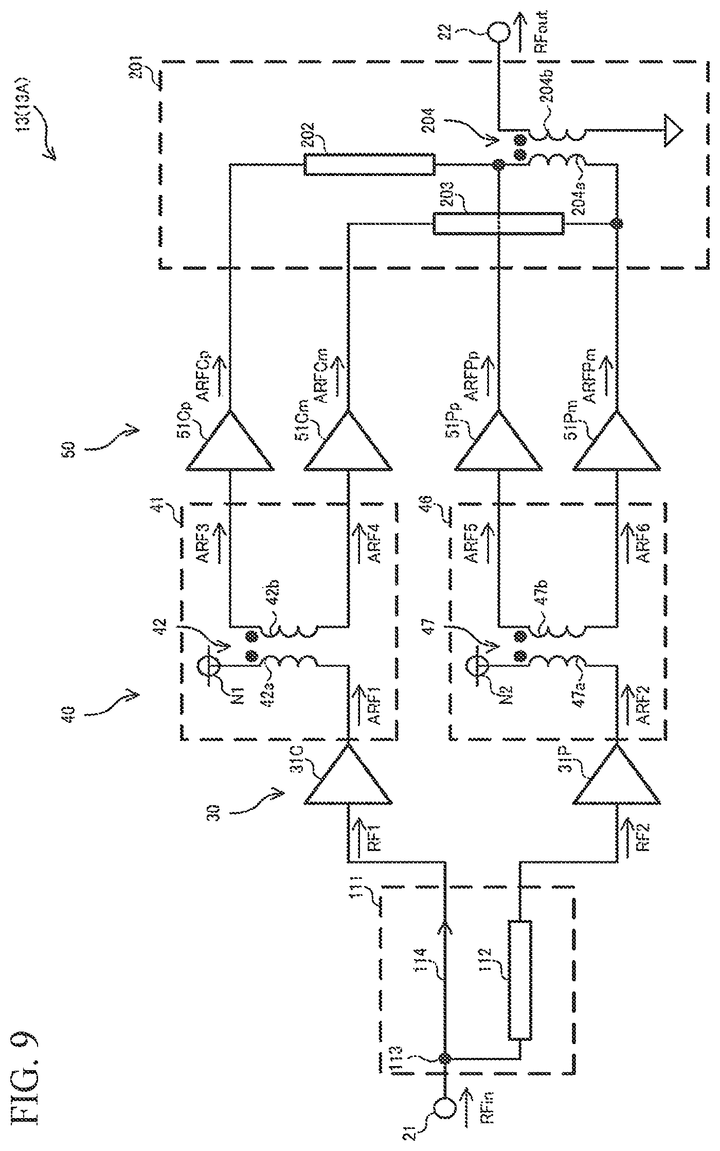 Patent US12620950 Figure 8 – Power amplifier circuit