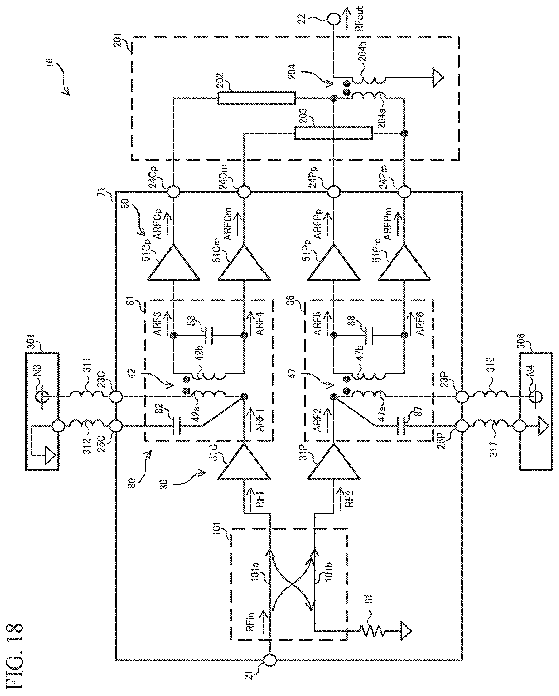 Patent US12620950 Figure 16 – Power amplifier circuit