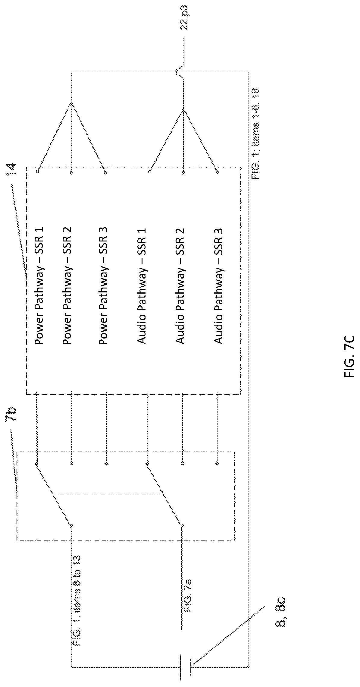 Patent US12620954 Figure 8 – Pressure-controlled audio ducking circuit