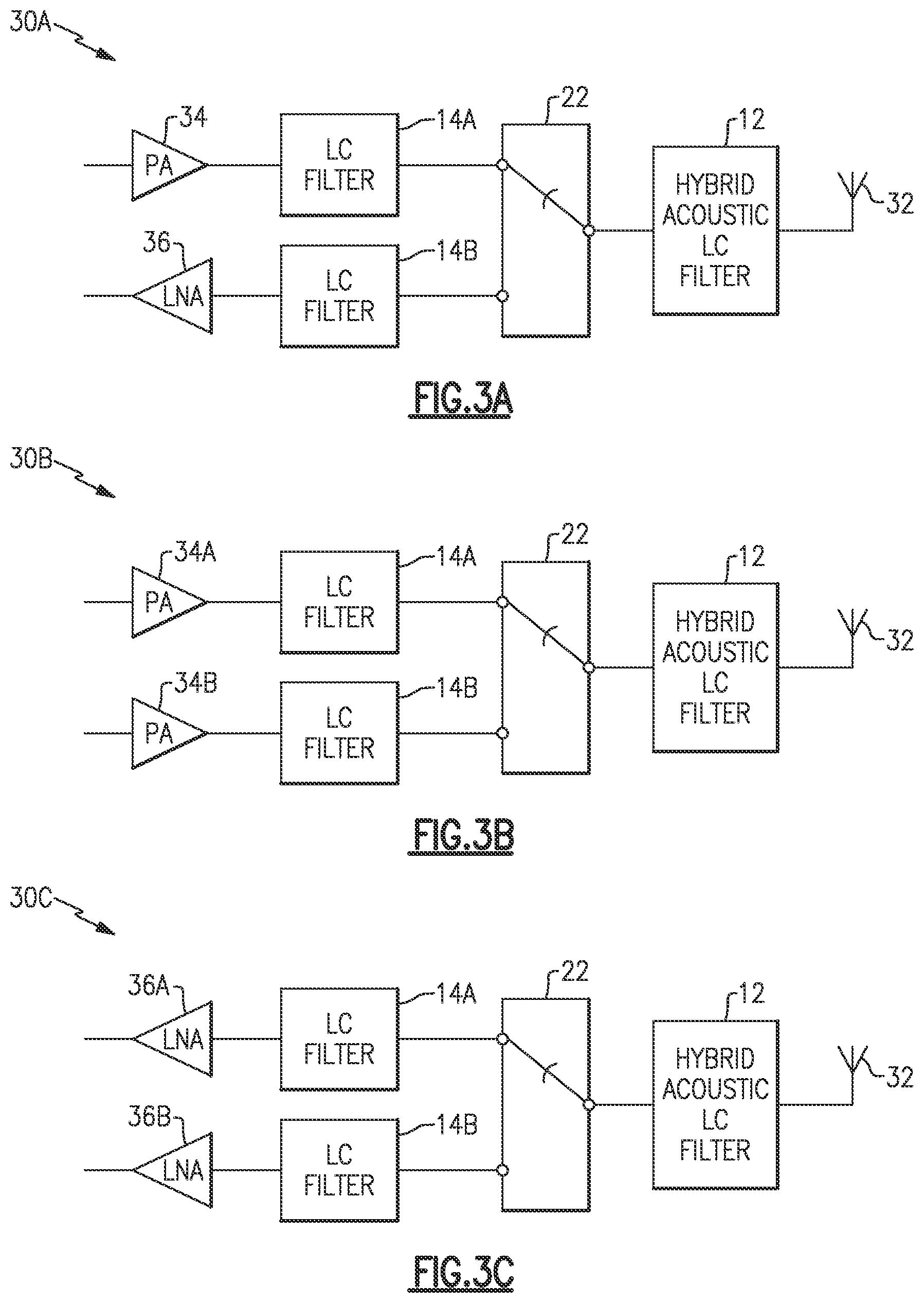 Patent US12620958 Figure 3 – Multiplexer with hybrid acoustic passive filter