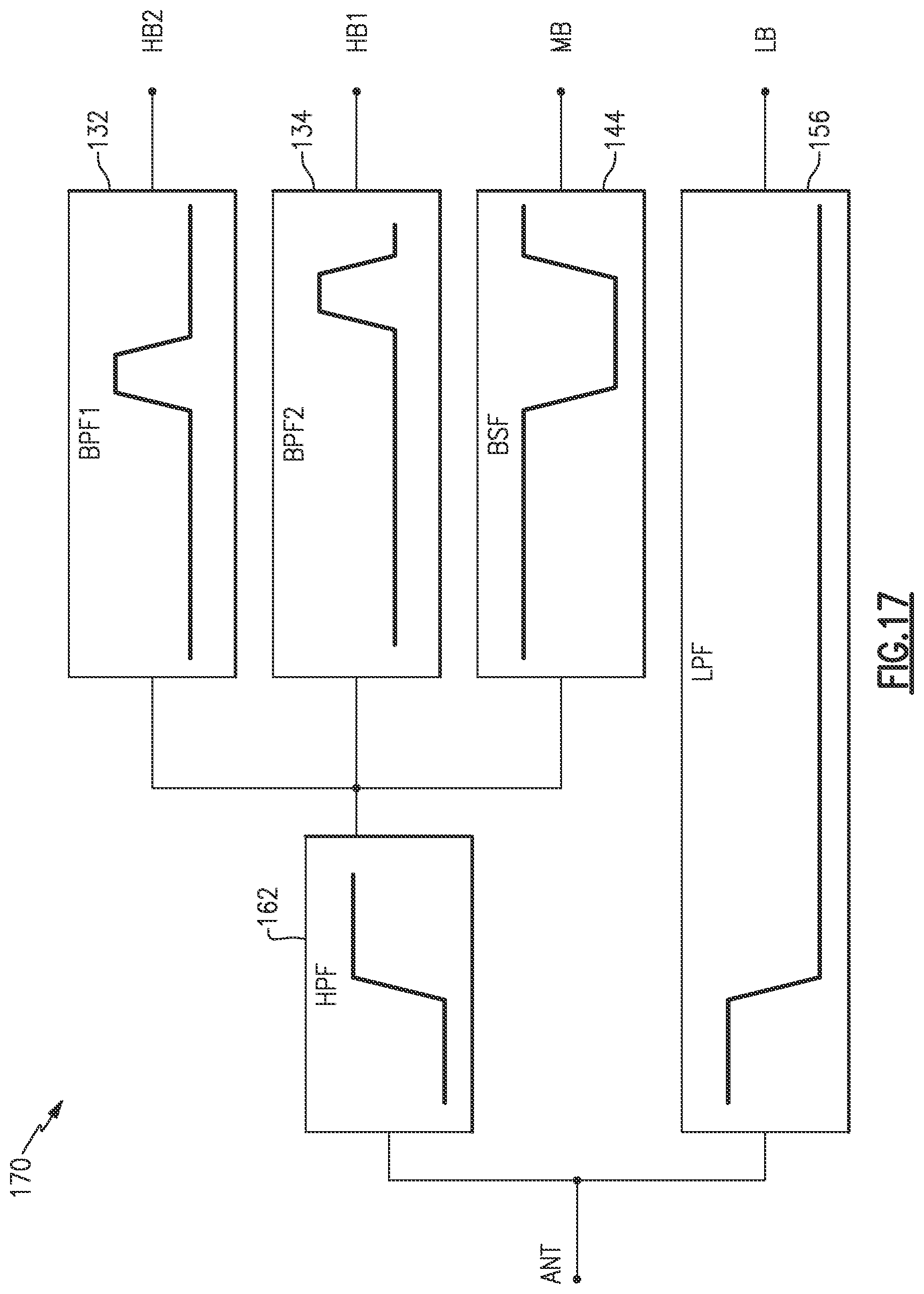 Patent US12620958 Figure 15 – Multiplexer with hybrid acoustic passive filter