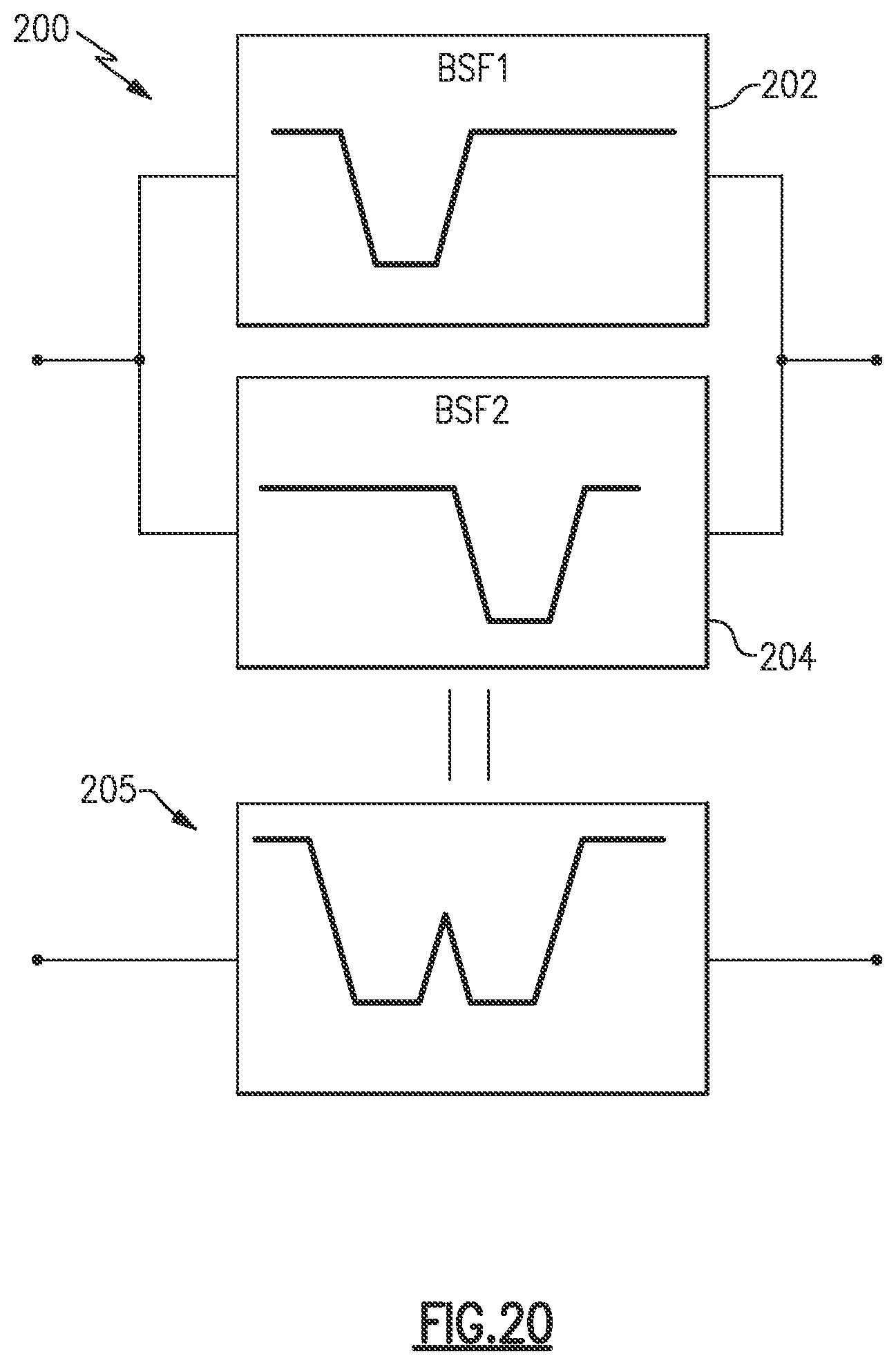 Patent US12620958 Figure 19 – Multiplexer with hybrid acoustic passive filter