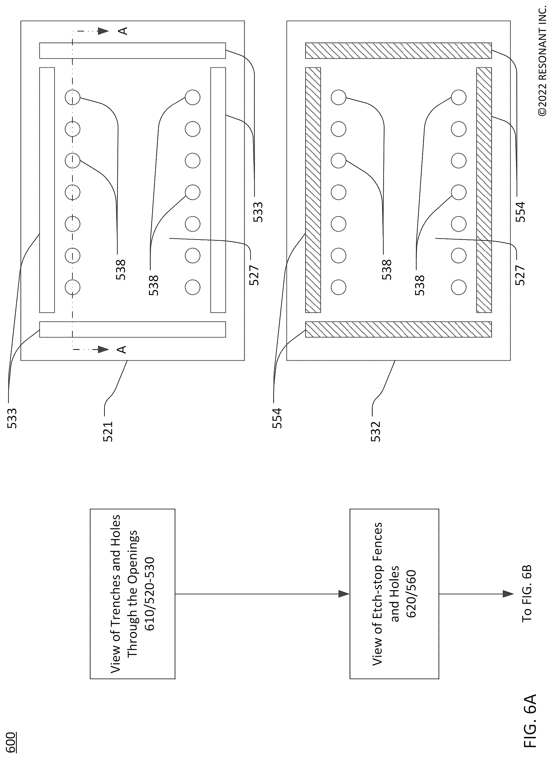 Patent US12620961 Figure 8 – Patterned cavity walls for transversely-excited film bulk acoustic resonator frontside membrane release