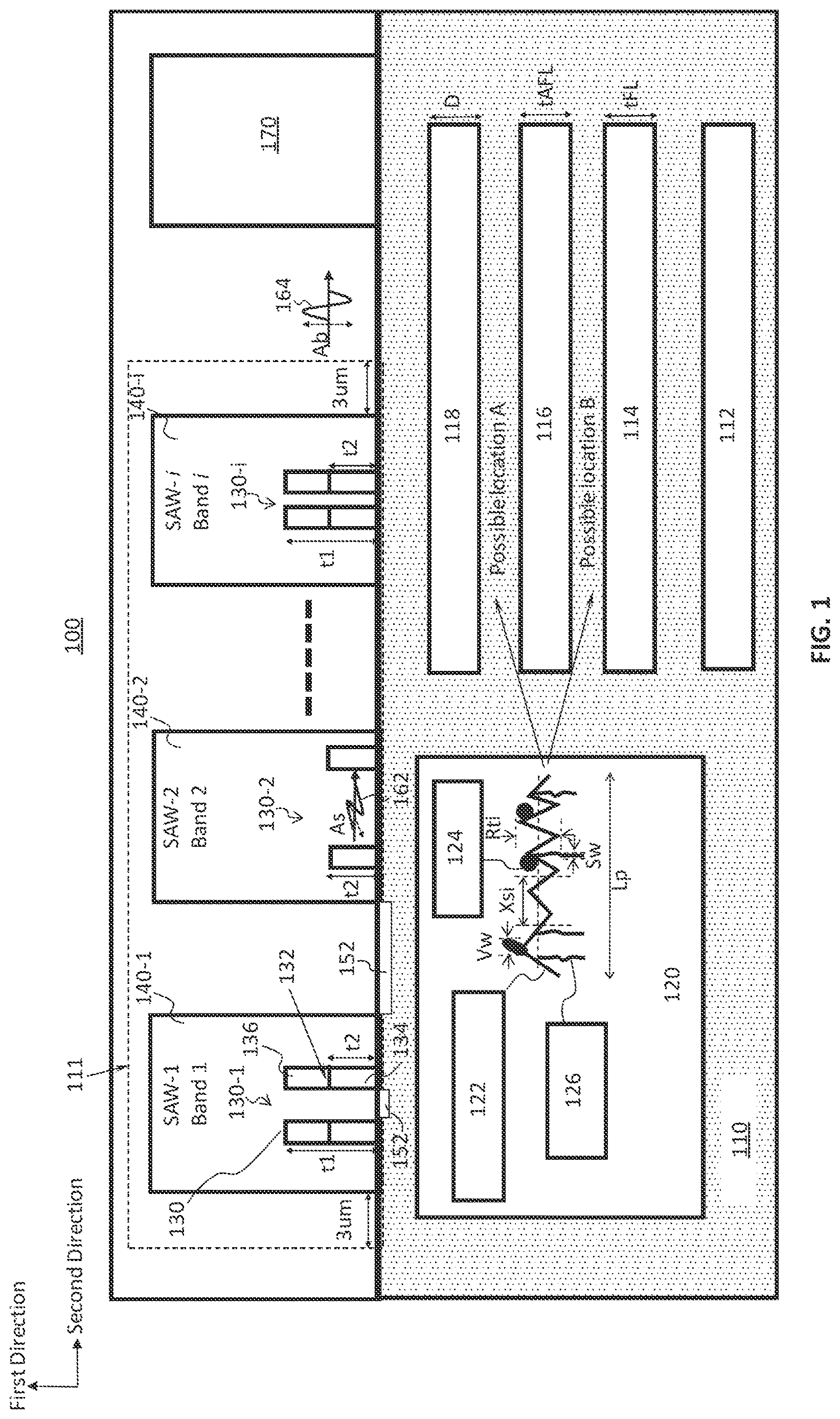 Patent US12620964 Figure 1 – Acoustic resonator device