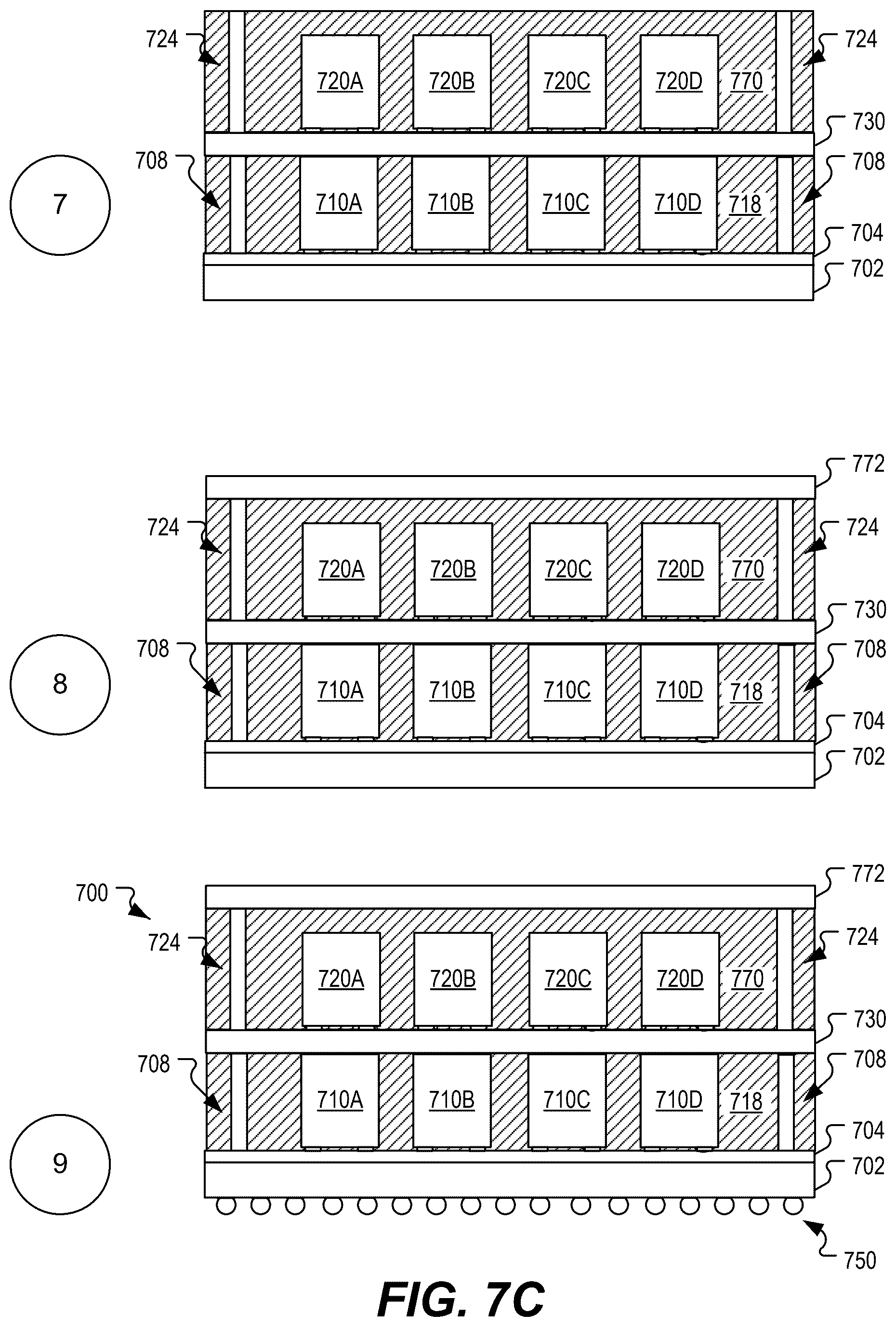 Patent US12620970 Figure 9 – Integrated devices with multiple acoustic resonator chiplets