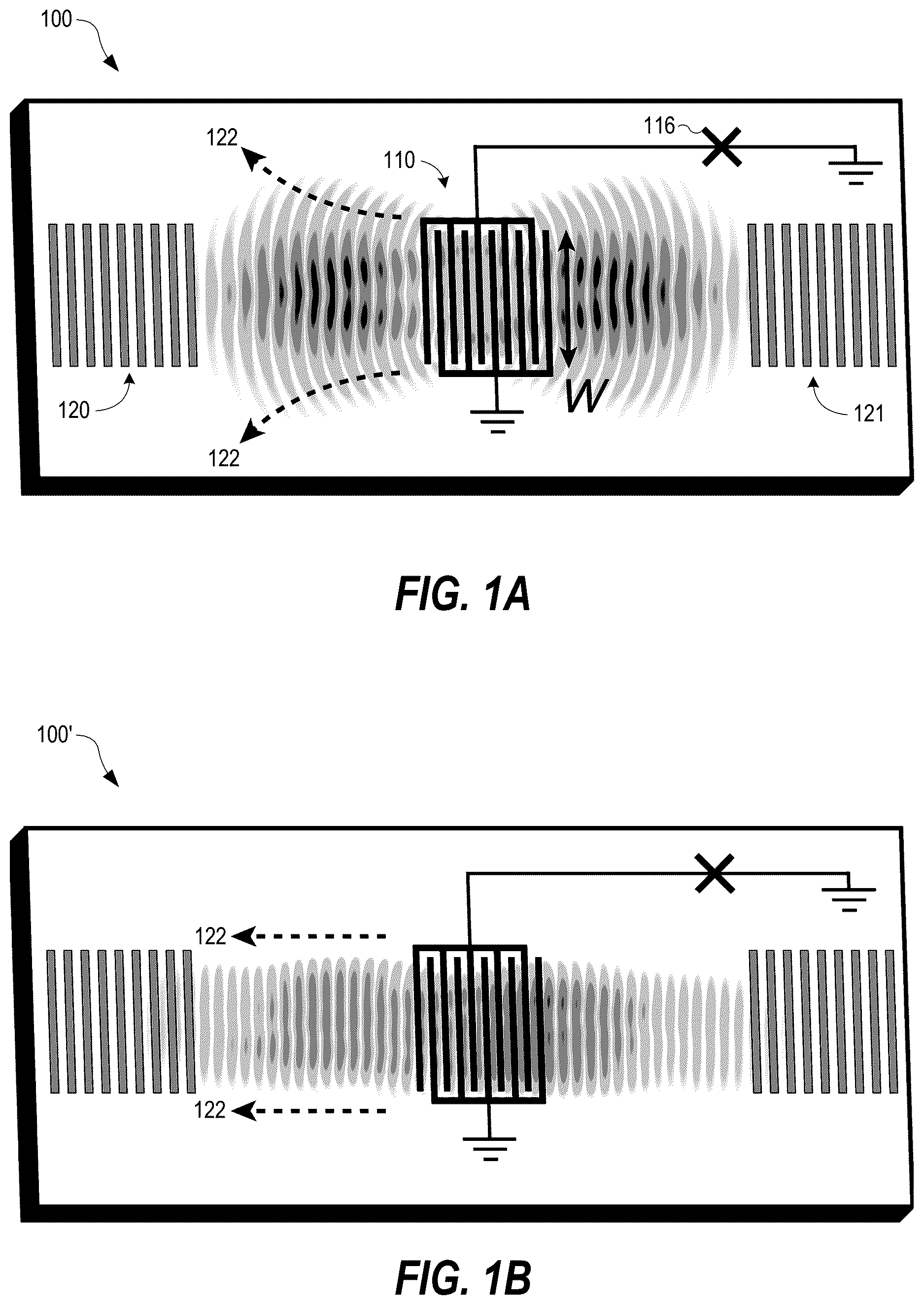 Patent US12620972 Figure 1 – Minimally diffracting surface-acoustic-wave resonator