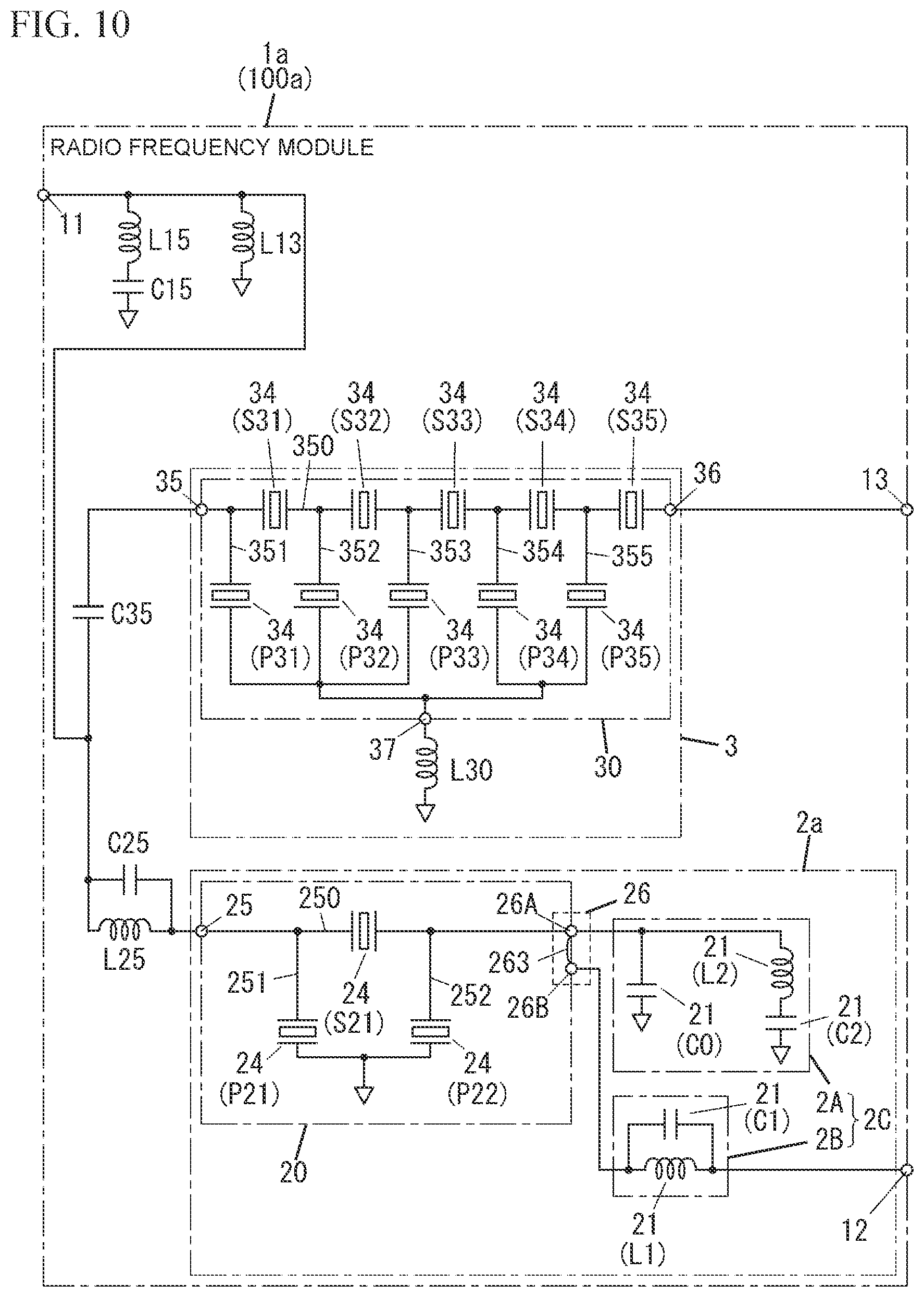 Patent US12620973 Figure 7 – Radio frequency module and communication device