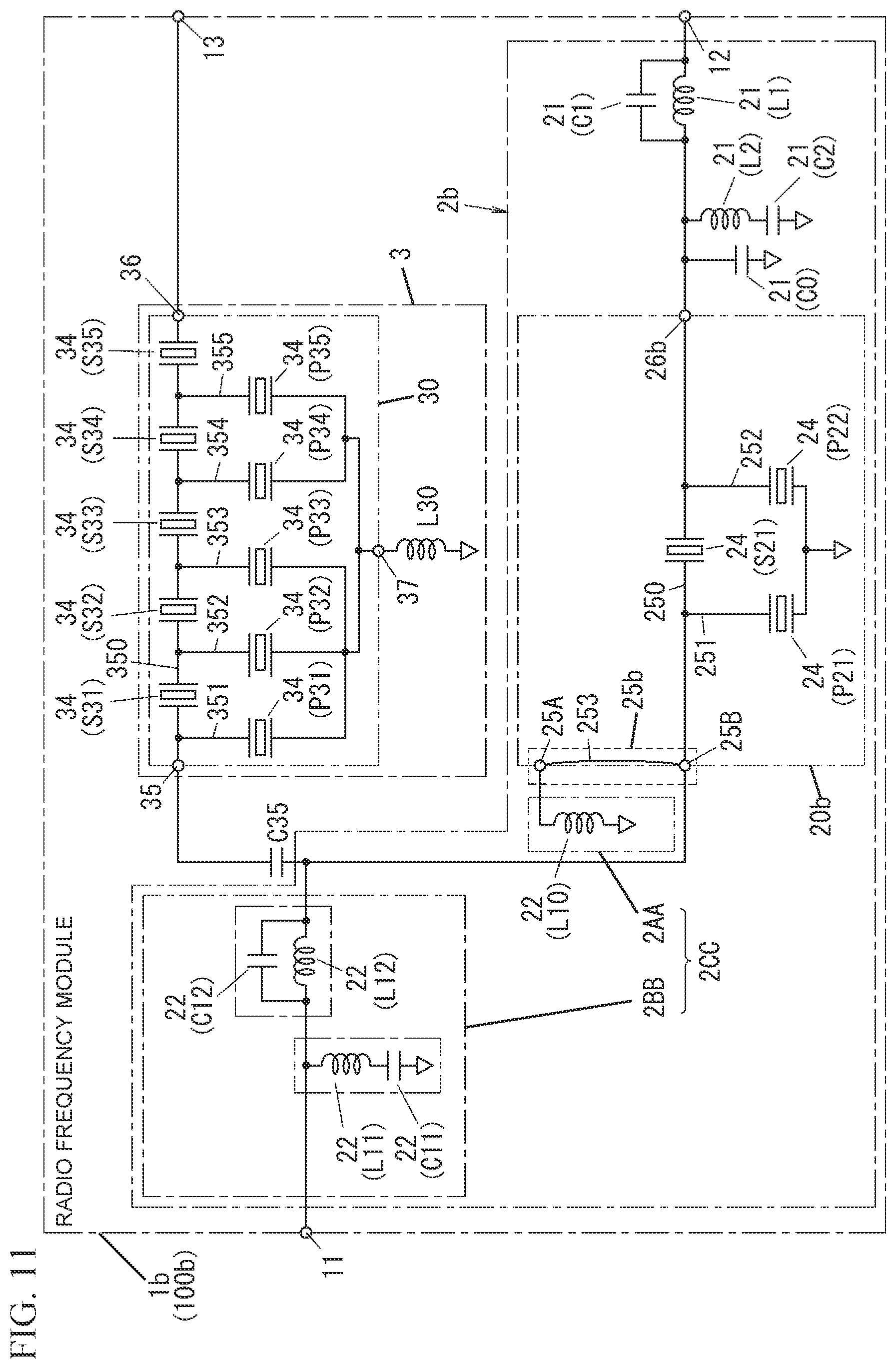 Patent US12620973 Figure 8 – Radio frequency module and communication device