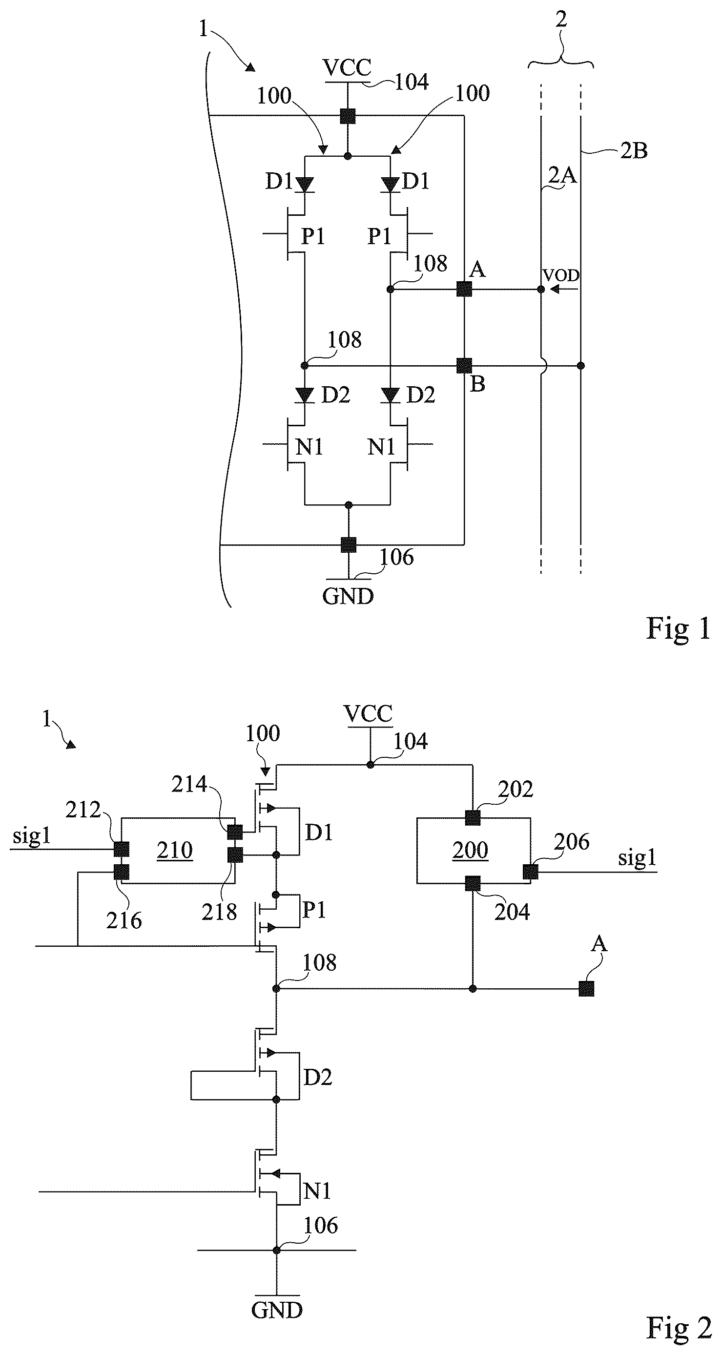 Patent US12620983 Figure 1 – Half-bridge circuit for two-wire buses