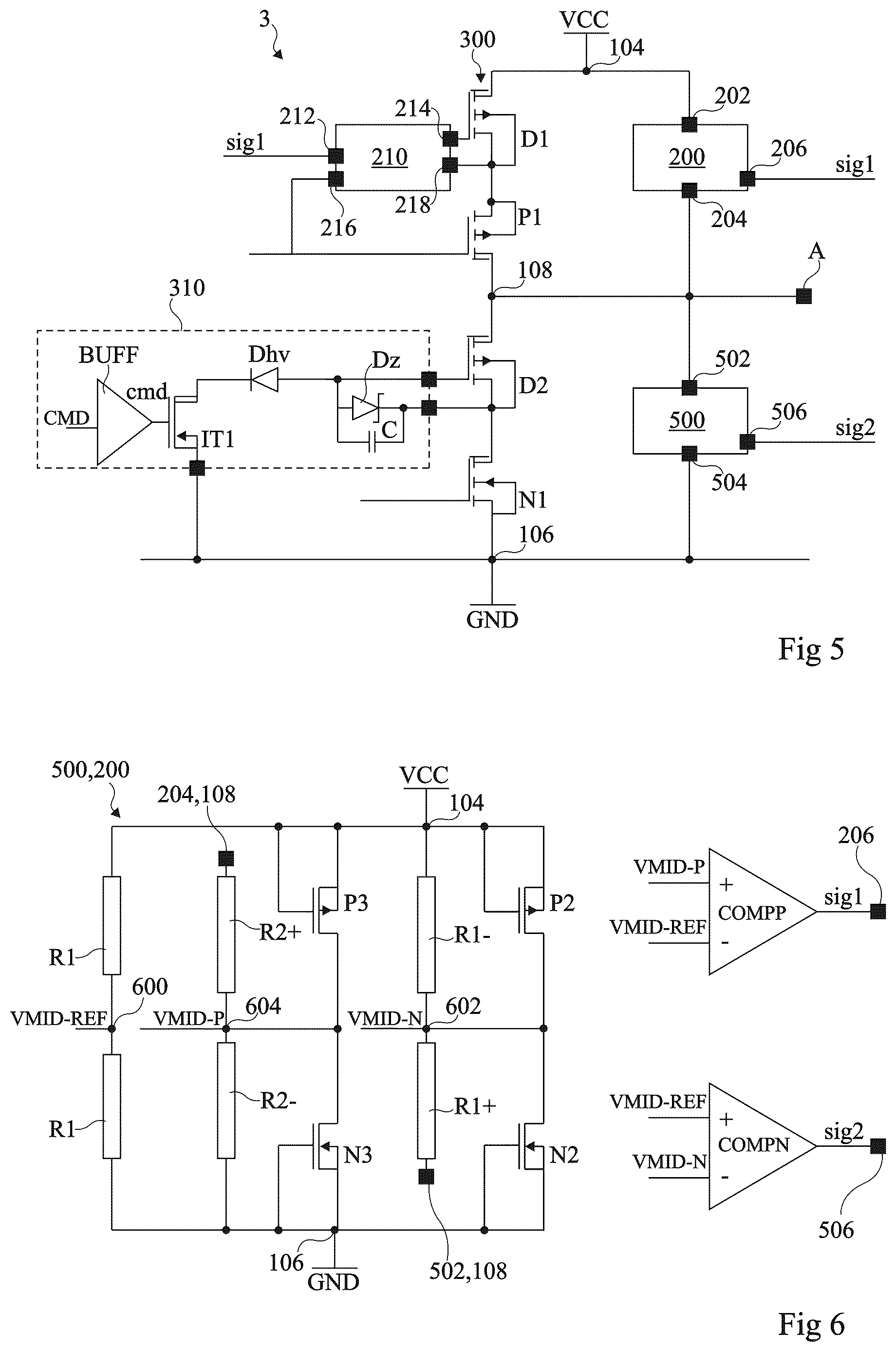 Patent US12620983 Figure 3 – Half-bridge circuit for two-wire buses