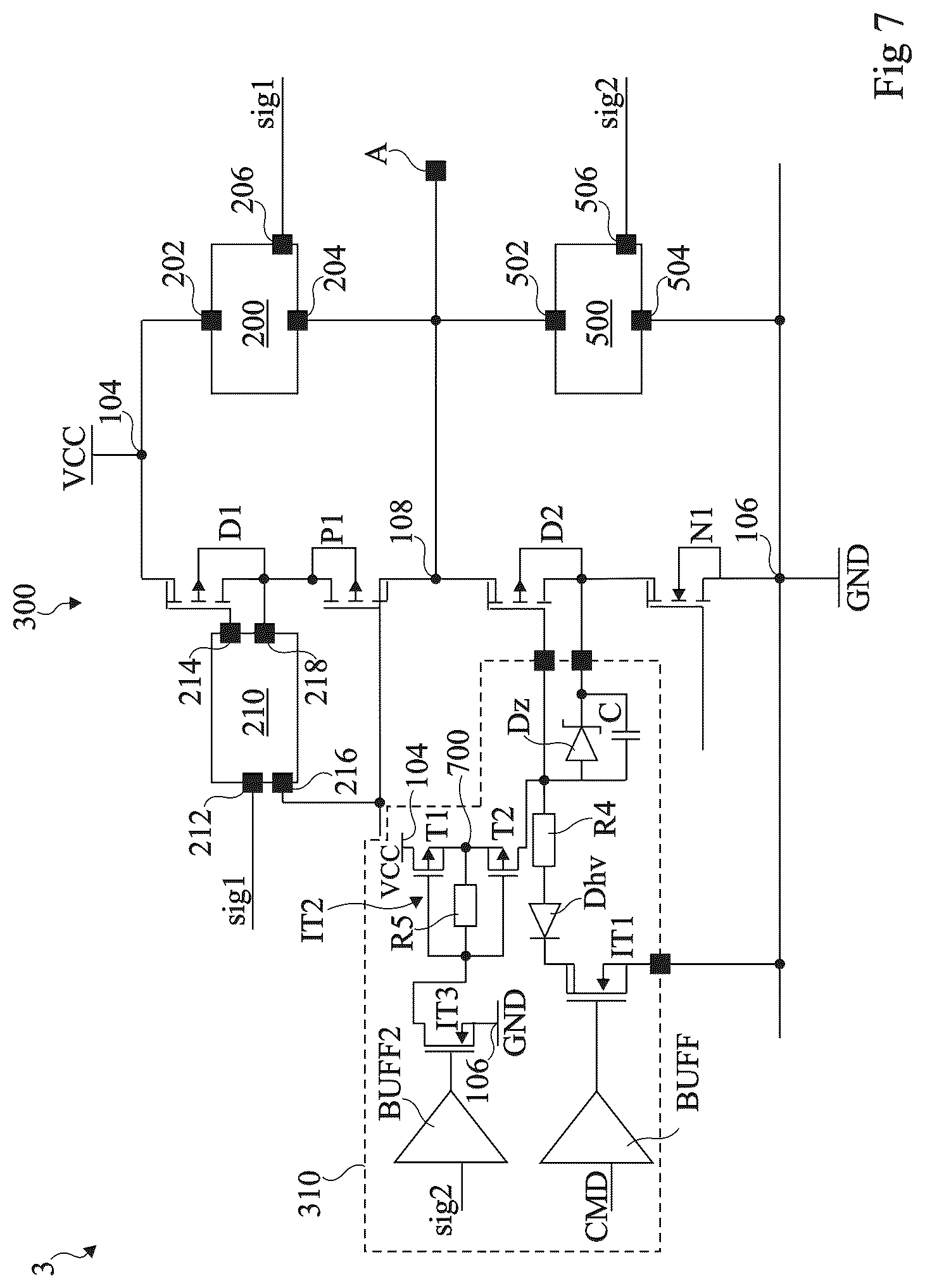 Patent US12620983 Figure 4 – Half-bridge circuit for two-wire buses