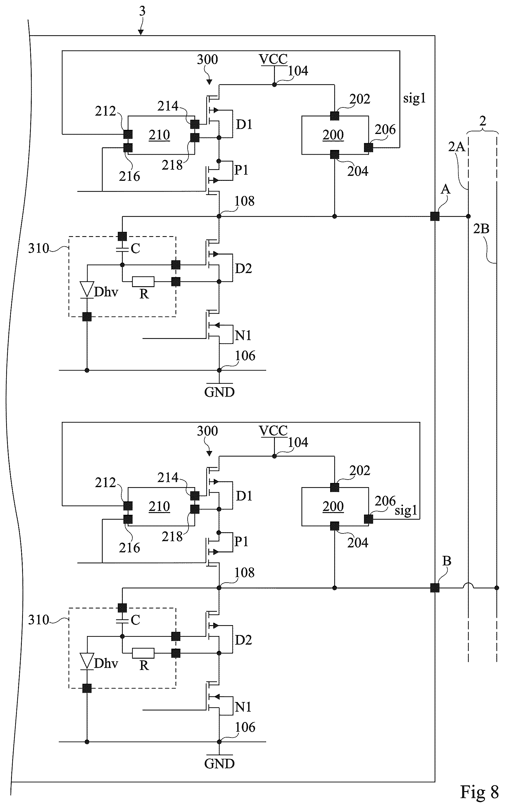 Patent US12620983 Figure 5 – Half-bridge circuit for two-wire buses