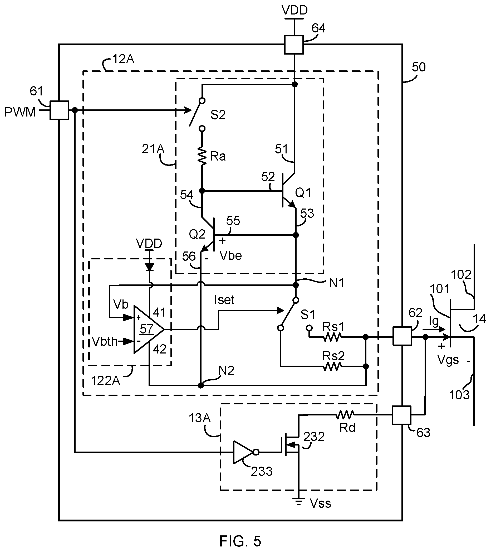 Patent US12620987 Figure 5 – Current gate driver for wide bandgap semiconductor transistor