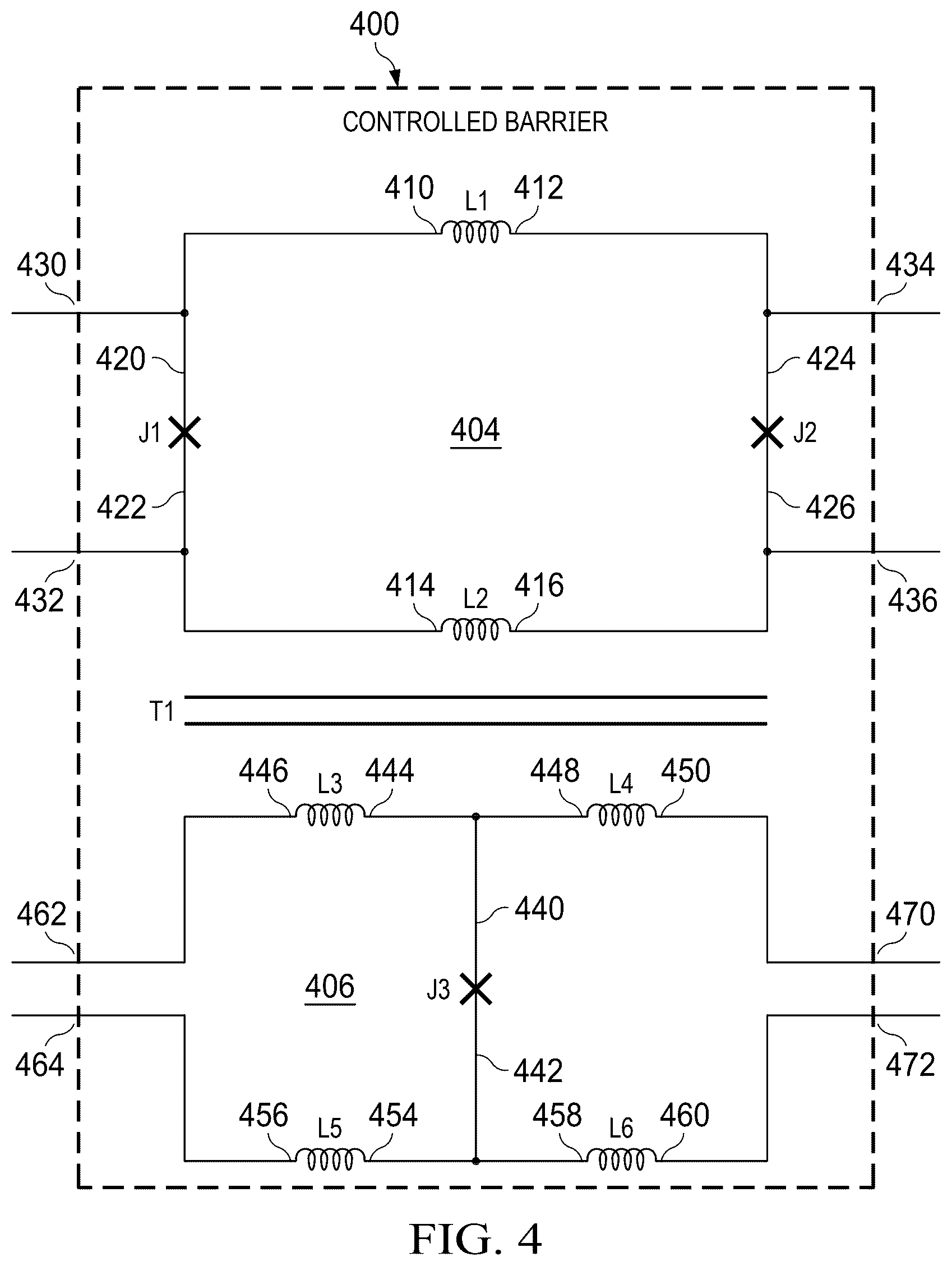 Patent US12620993 Figure 4 – Ballistic superconducting circuit for asynchronous reversible logic element