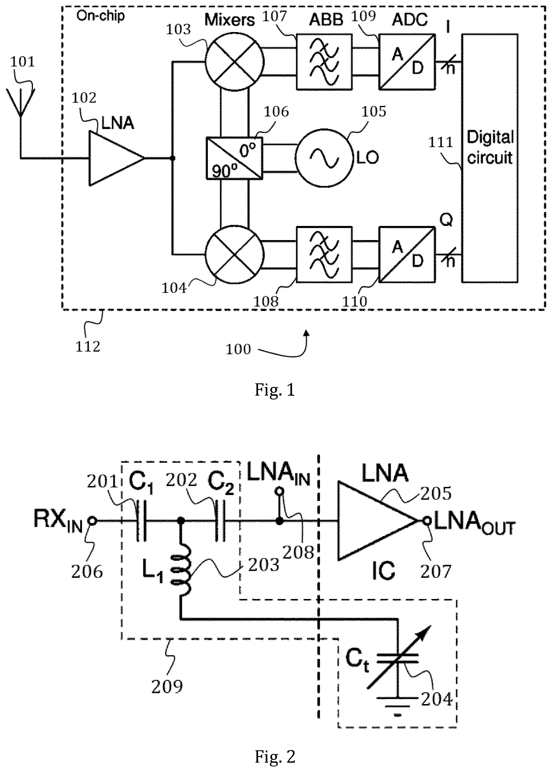Patent US12621018 Figure 1 – Configurable filter for subharmonic blockers in multiband wireless receivers