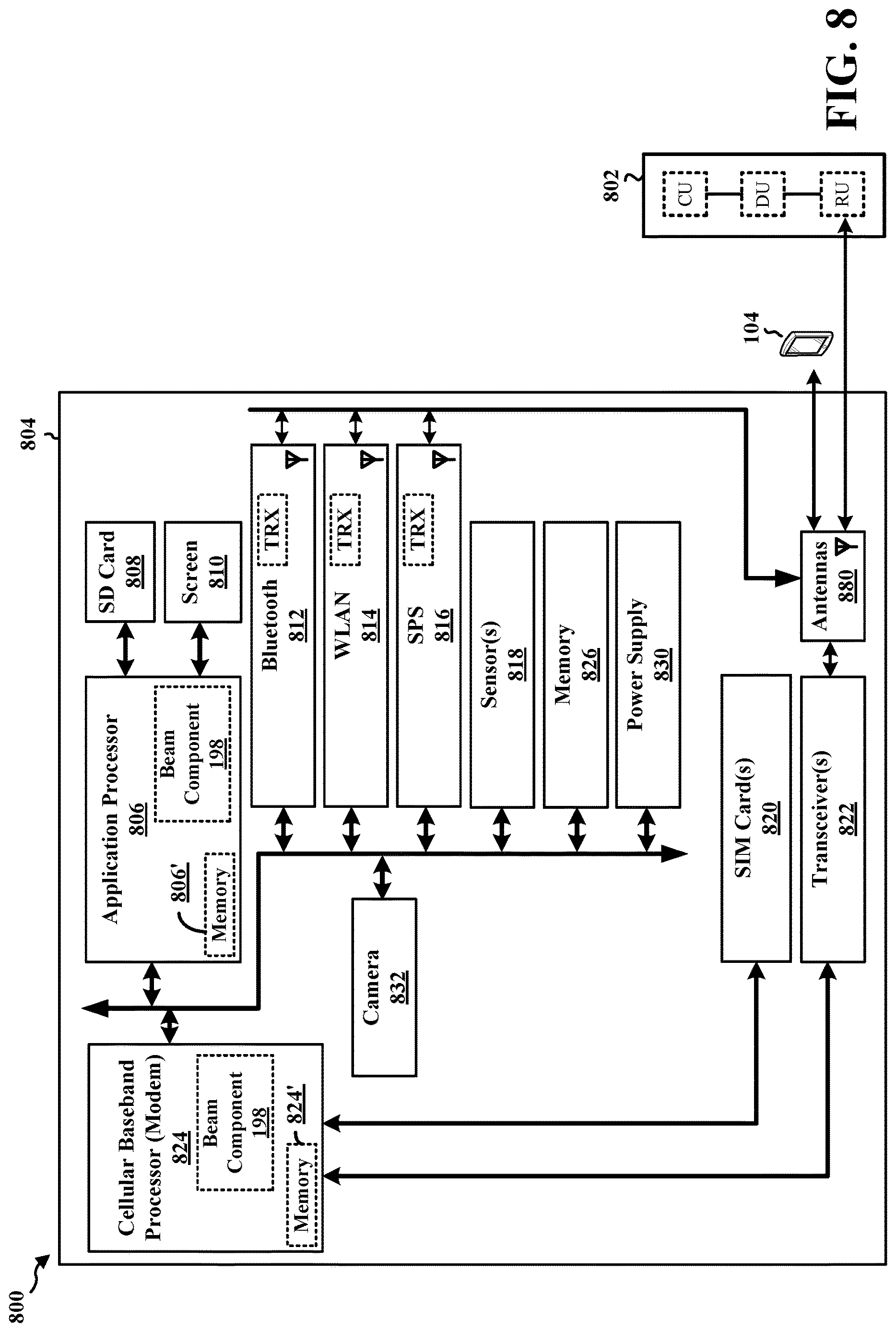Patent US12621034 Figure 8 – One-shot beam management