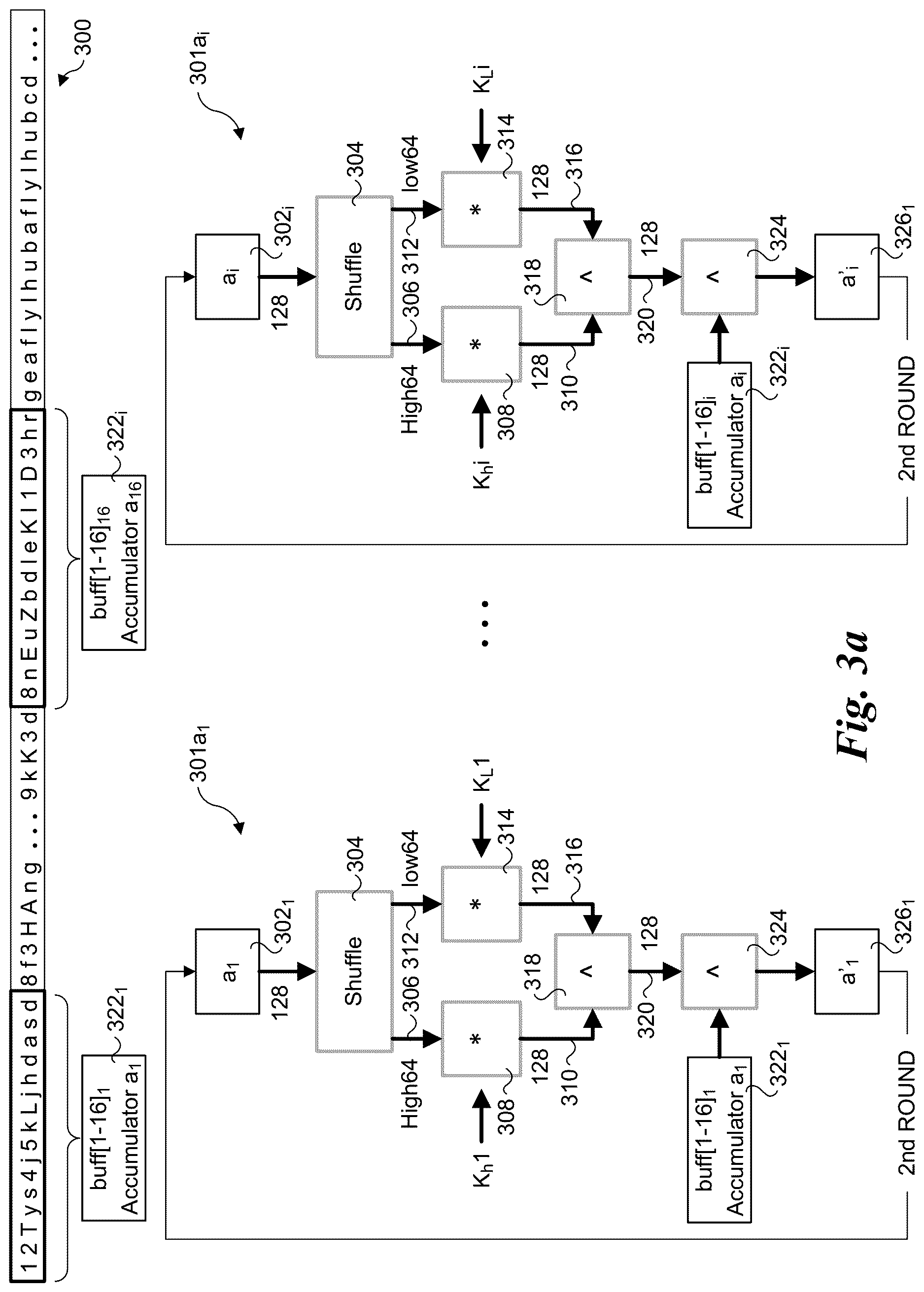 Patent US12621124 Figure 3 – Non-cryptographic hashing using carry-less multiplication