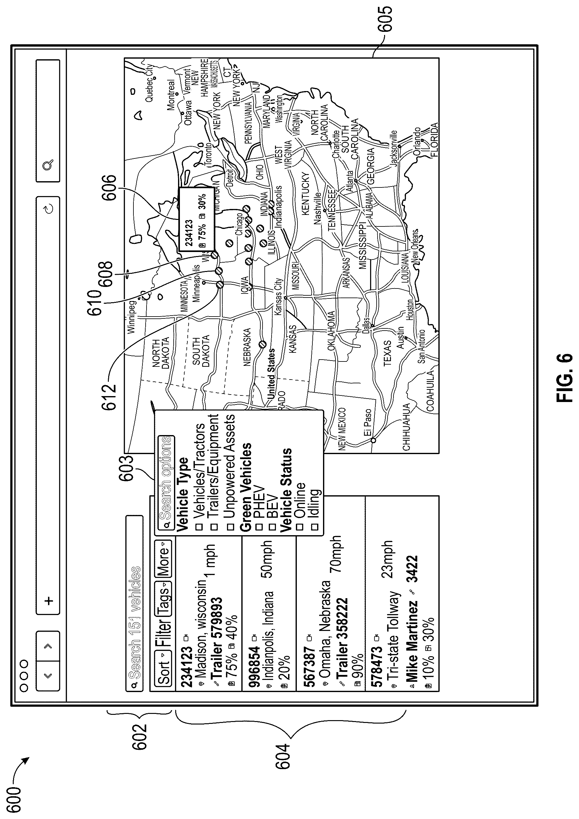 Patent US12621184 Figure 8 – Vehicle gateway device and interactive graphical user interfaces associated therewith