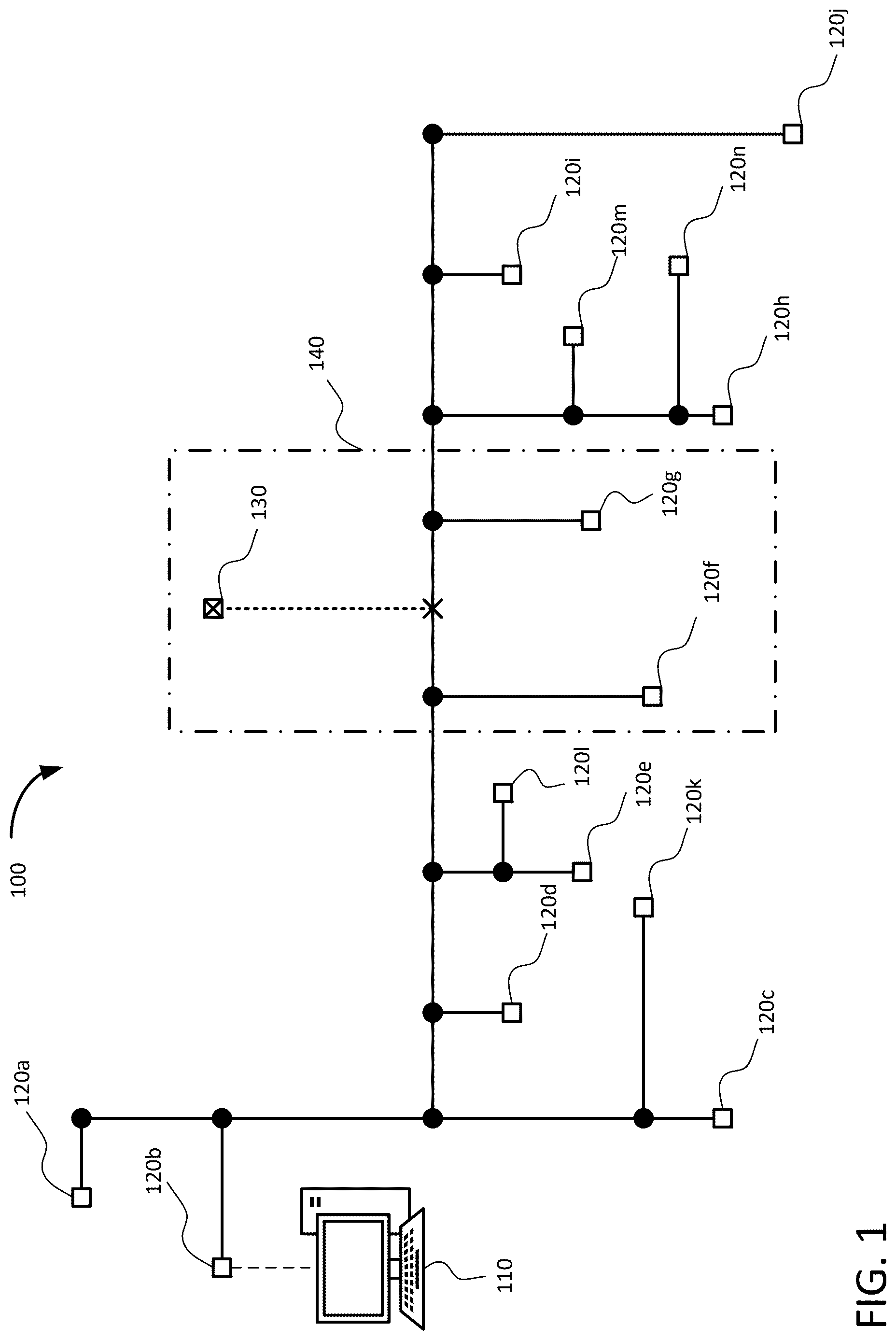 Patent US12621212 — Power grid surveillance via topology detection system using power line communications — Figure 1