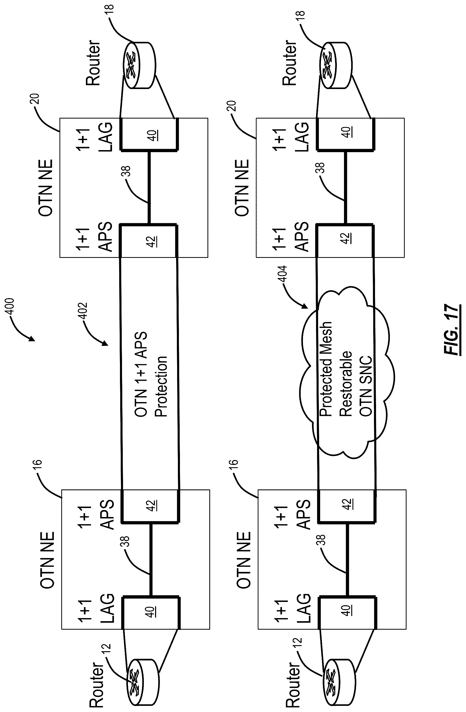 Patent US12621236 Figure 16 – LAG 1+1 handoff between packet and OTN