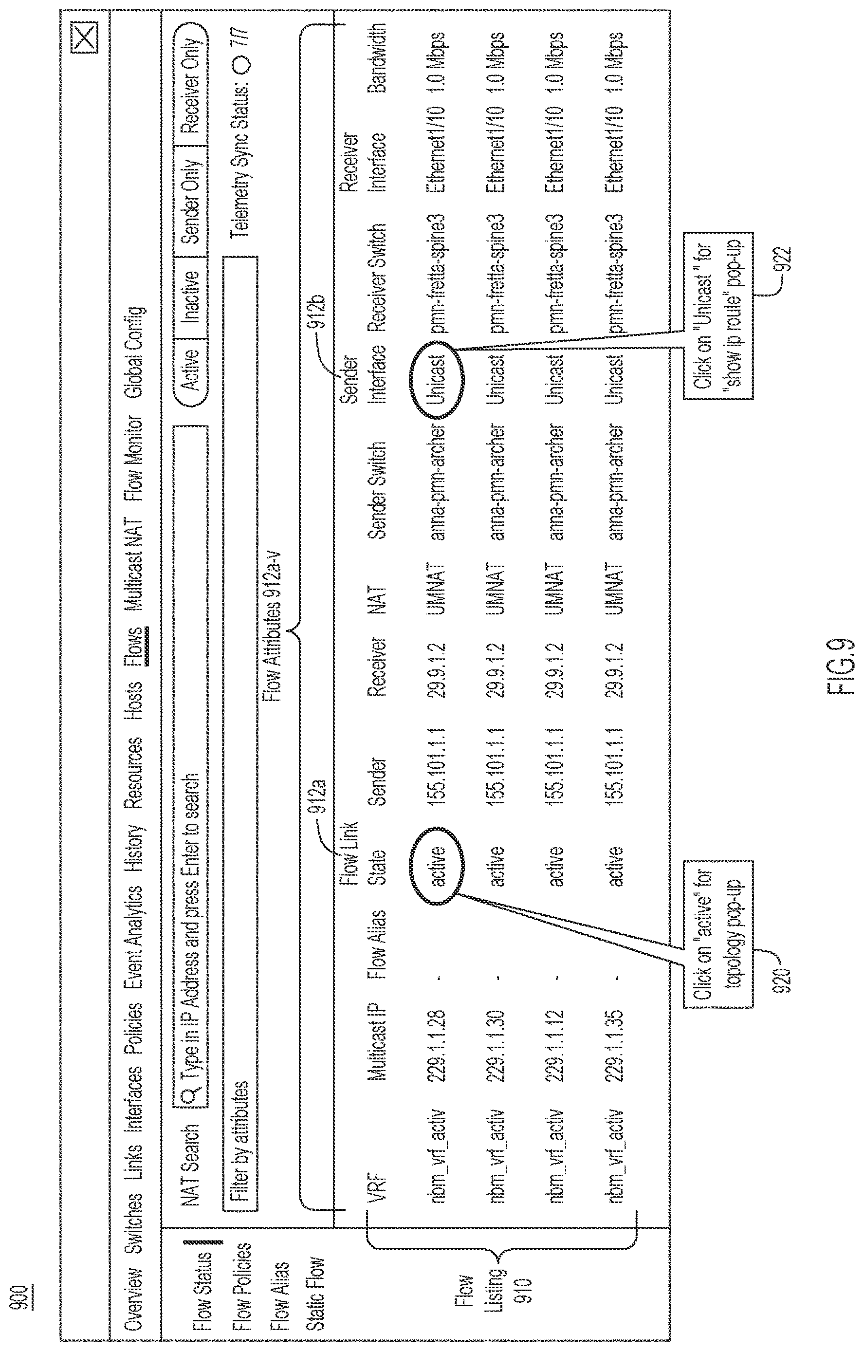 Patent US12621248 Figure 9 – End-to-end path tracing of hybrid unicast and multicast translated flows