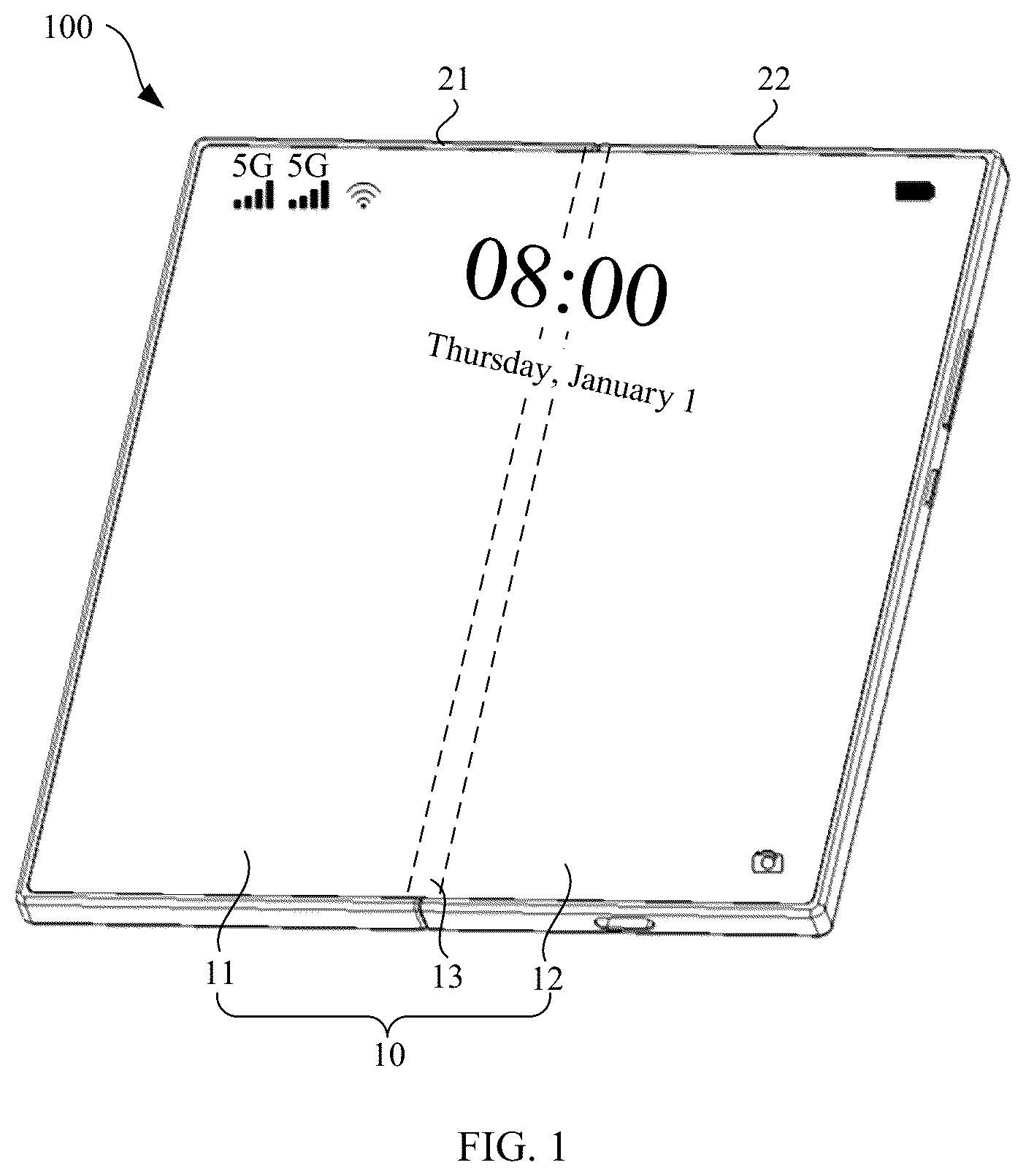 Patent US12621377 Figure 1 – Hinge assembly and foldable electronic device