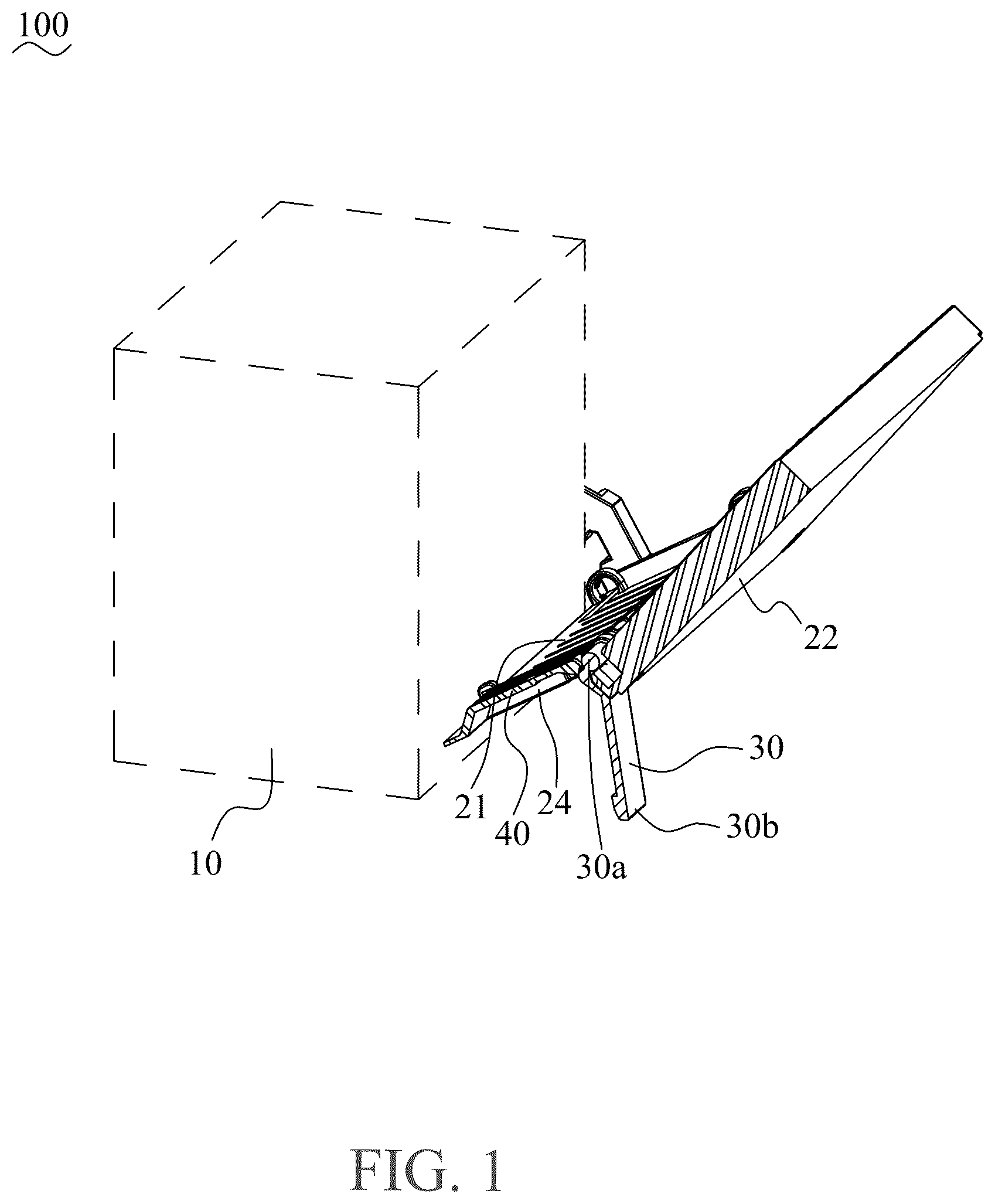 Patent US12621395 Figure 1 – Scanner with a foldable stand