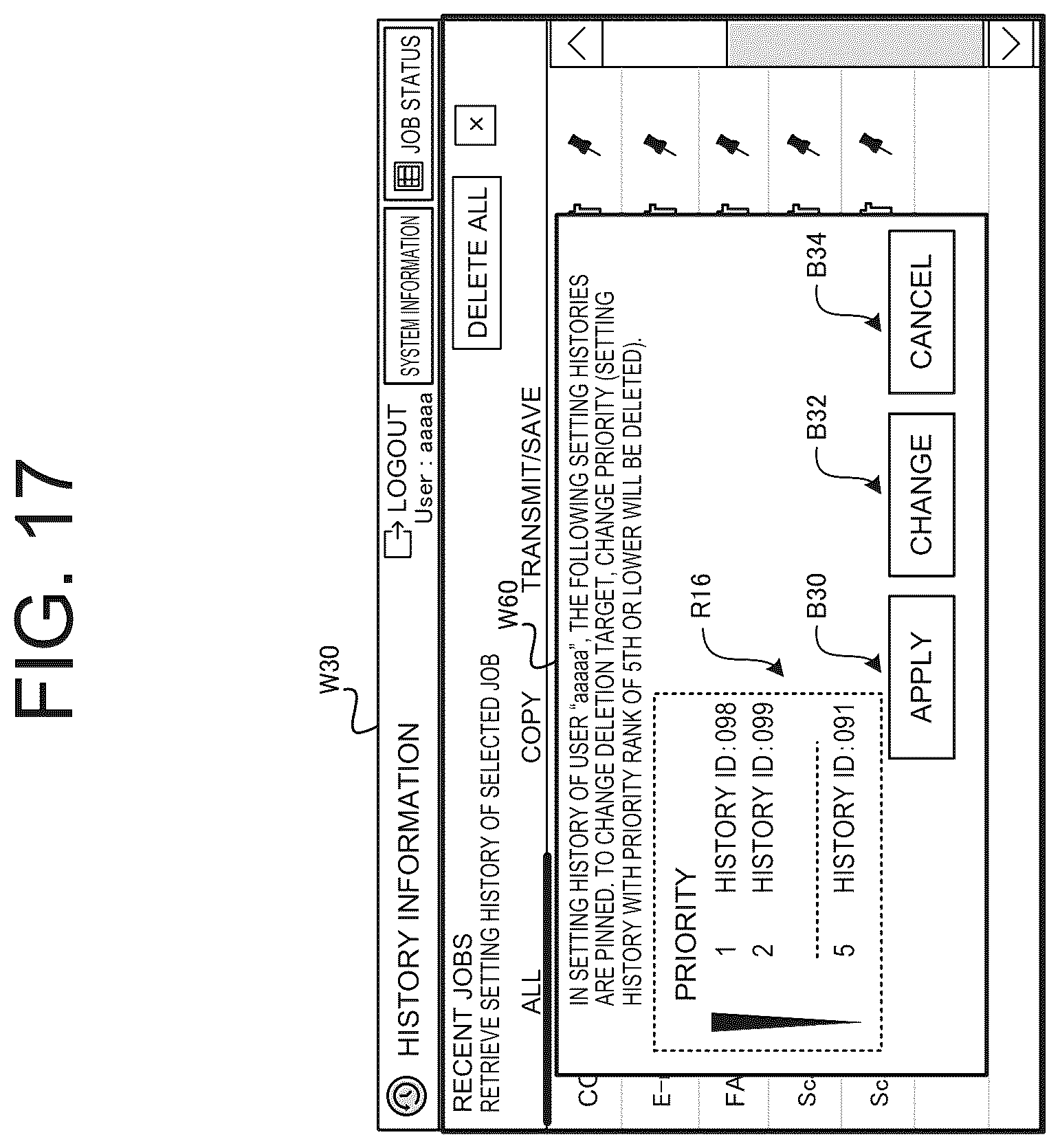 Patent US12621397 Figure 17 – Image processing apparatus and method for controlling deletion of setting history