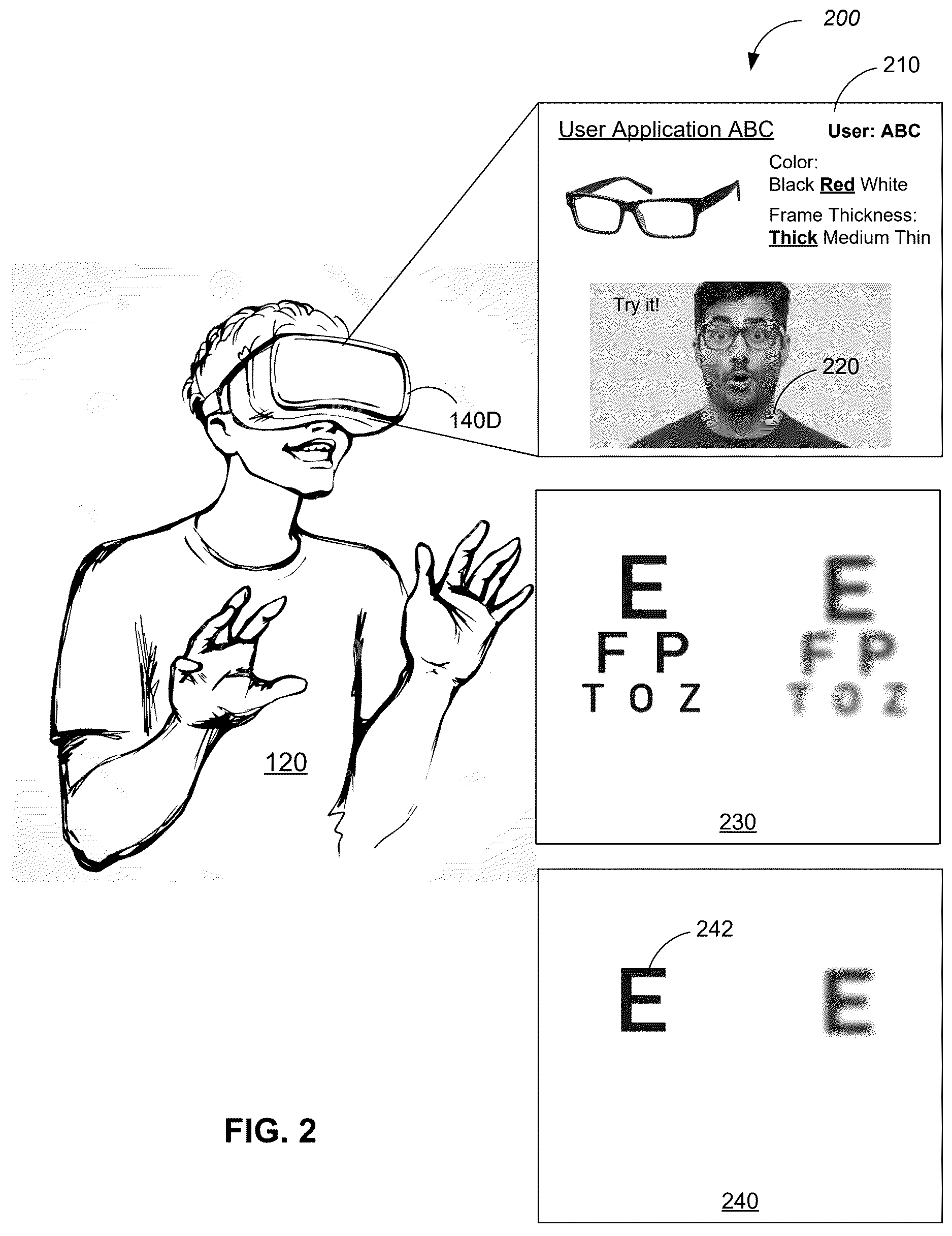 Patent US12621427 Figure 2 – Methods and systems for visual field testing using dynamic light point grids in virtual reality