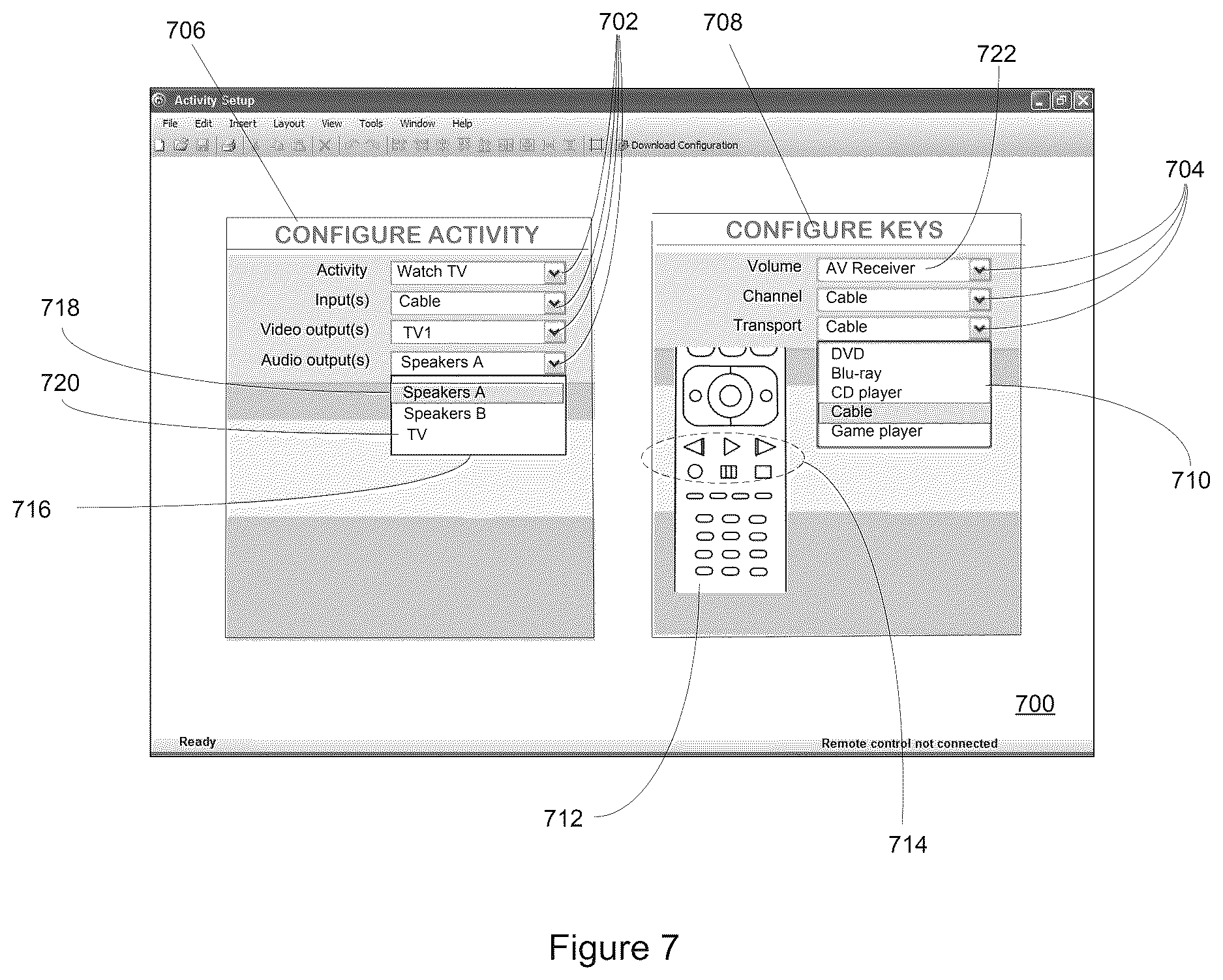 Patent US12621517 Figure 7 – System and method for reconfiguration of an entertainment system controlling device