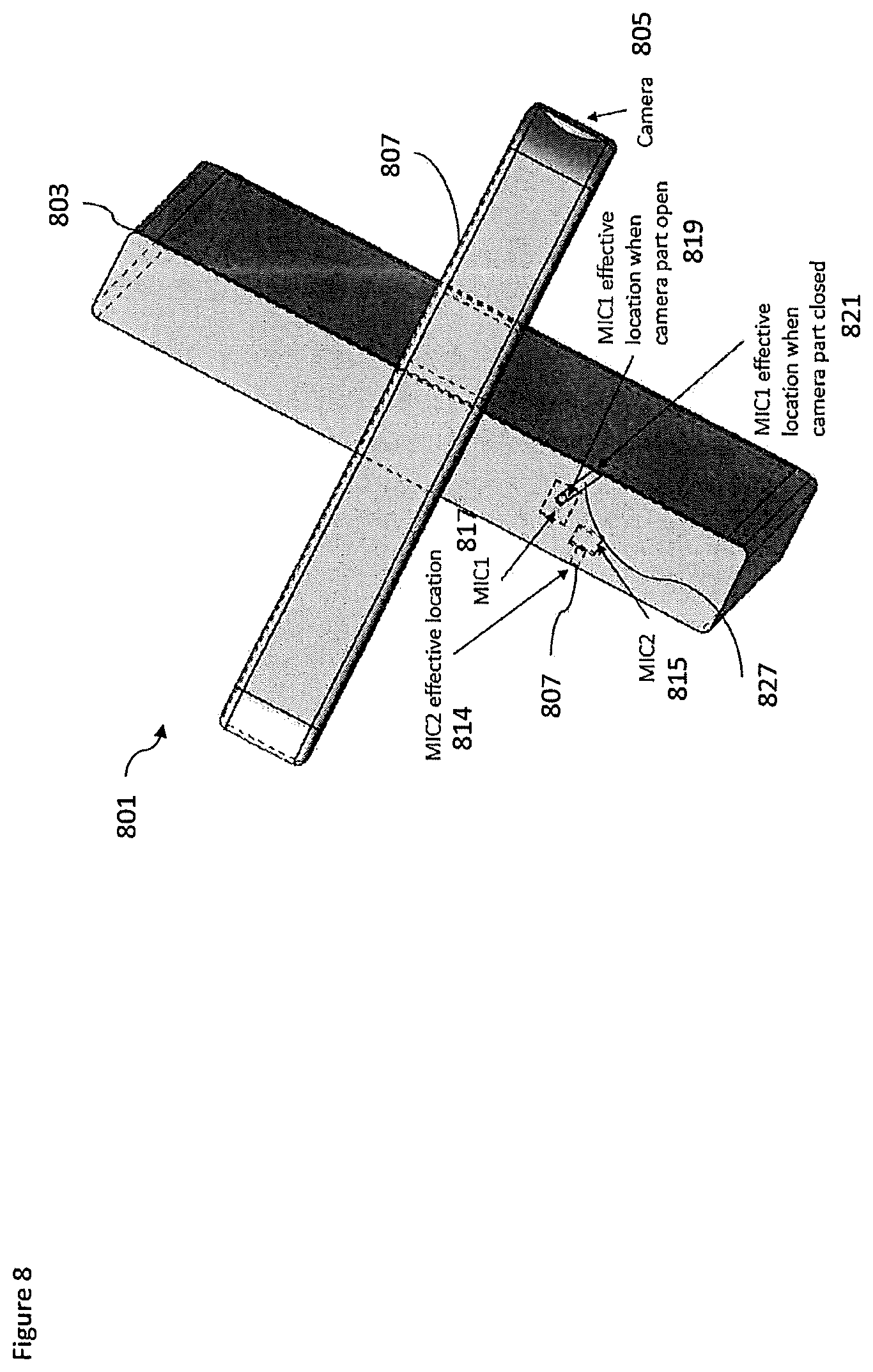 Patent US12621546 Figure 8 – Rotating camera and microphone configurations