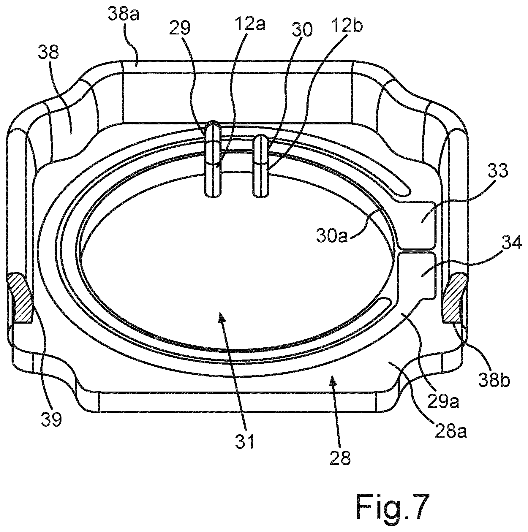 Patent US12621549 Figure 6 – Camera for a motor vehicle with specific sealing between a housing front part and a circuit board, as well as motor vehicle