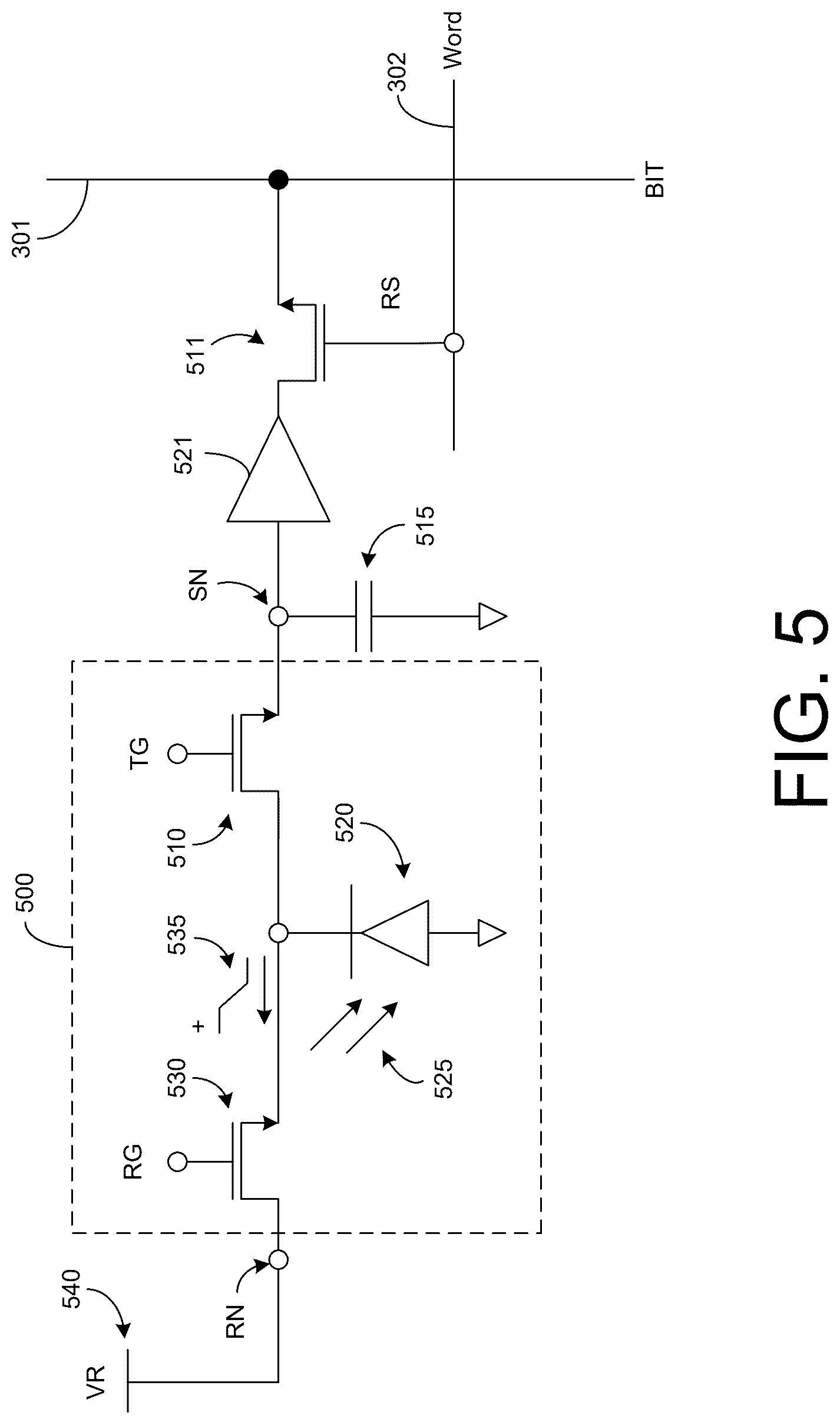 Patent US12621581 Figure 5 – Reset gate for photodiode