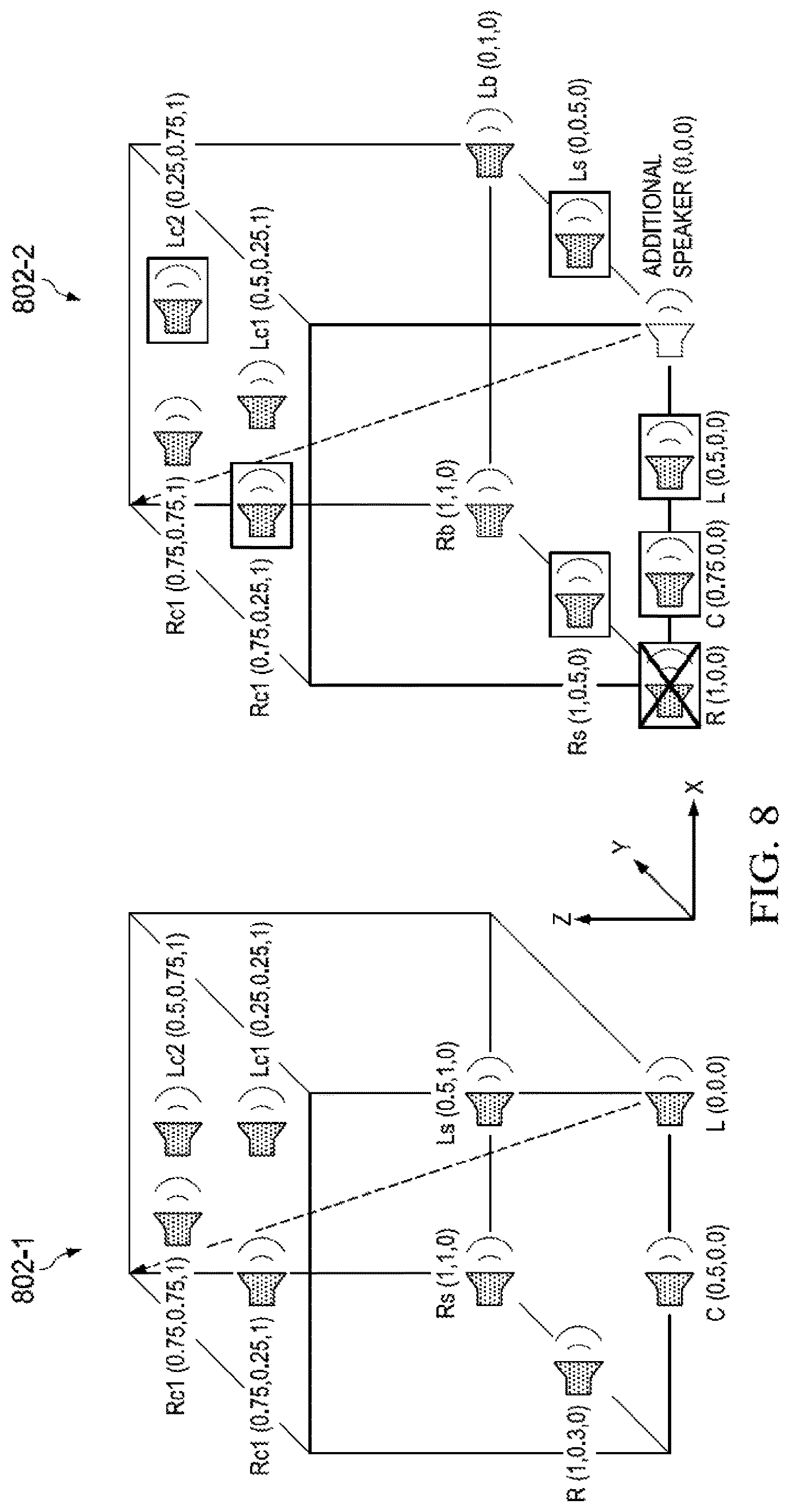 Patent US12621621 Figure 8 – Adaptive panner of audio objects