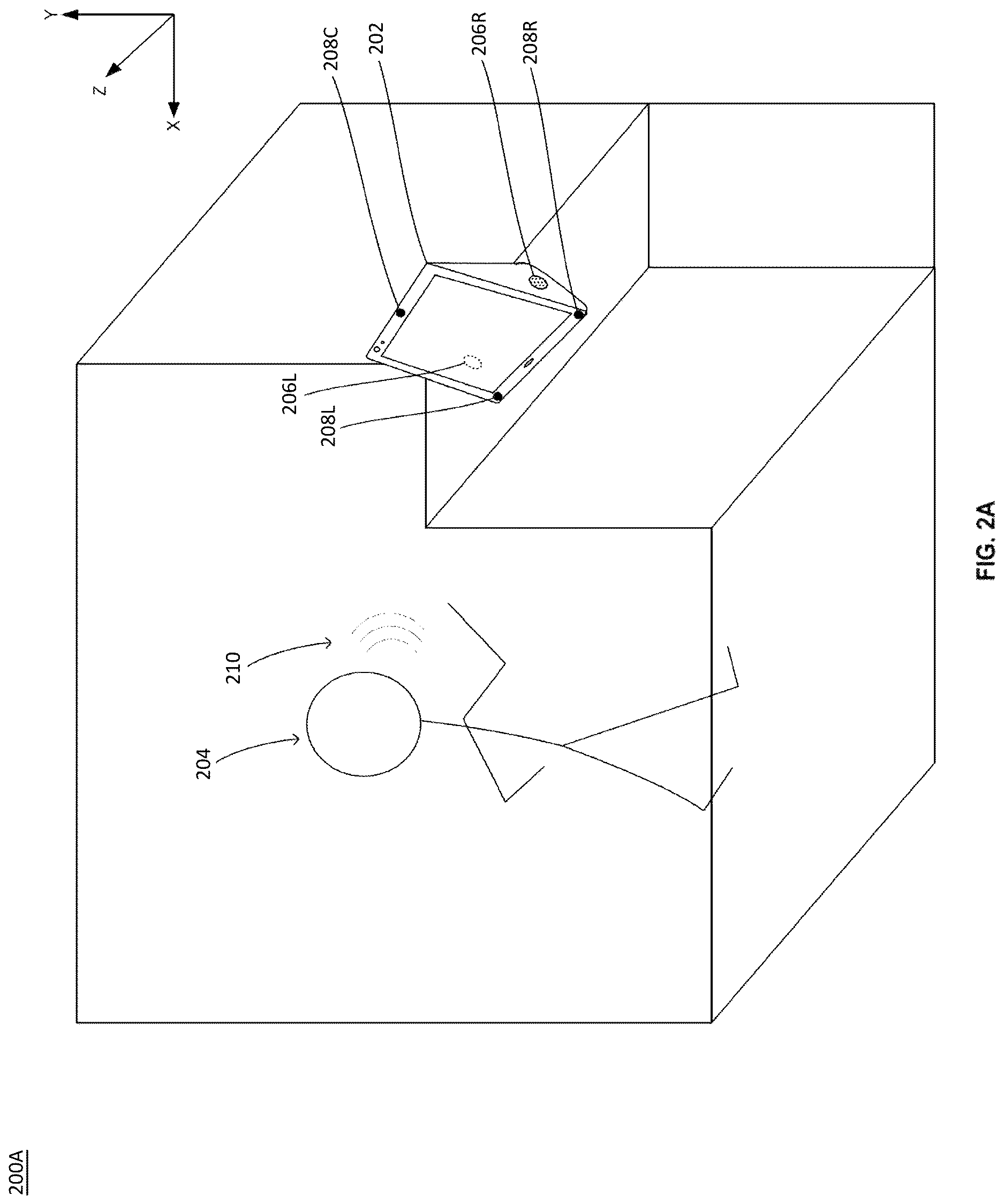 Patent US12621625 Figure 2 – Spatial audio communication between devices with speaker array and/or microphone array