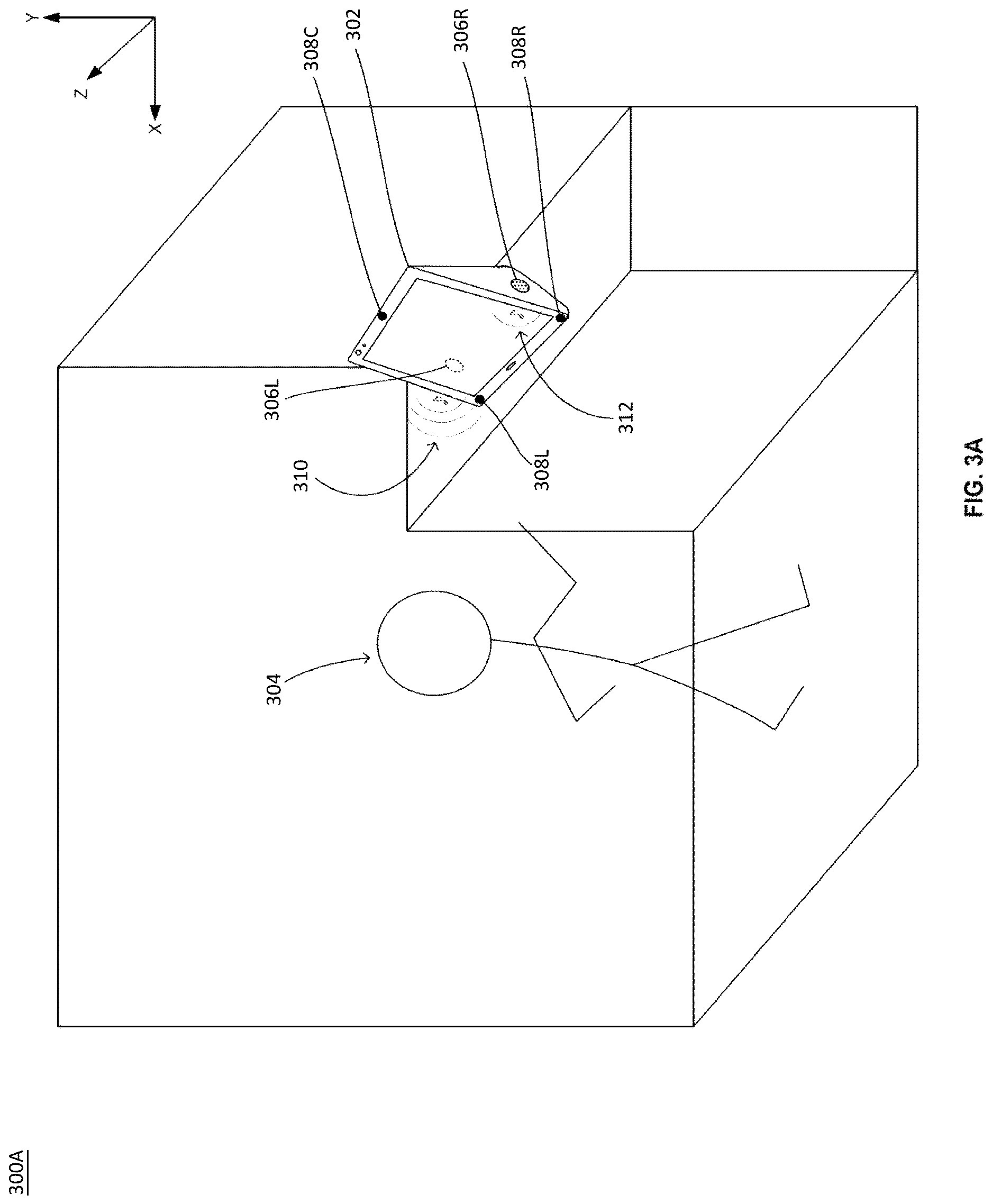 Patent US12621625 Figure 4 – Spatial audio communication between devices with speaker array and/or microphone array