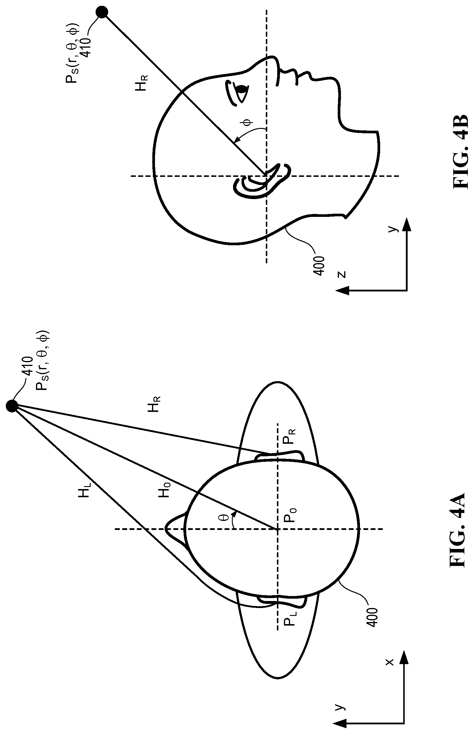 Patent US12621629 Figure 4 – HRTF determination using a headset and in-ear devices