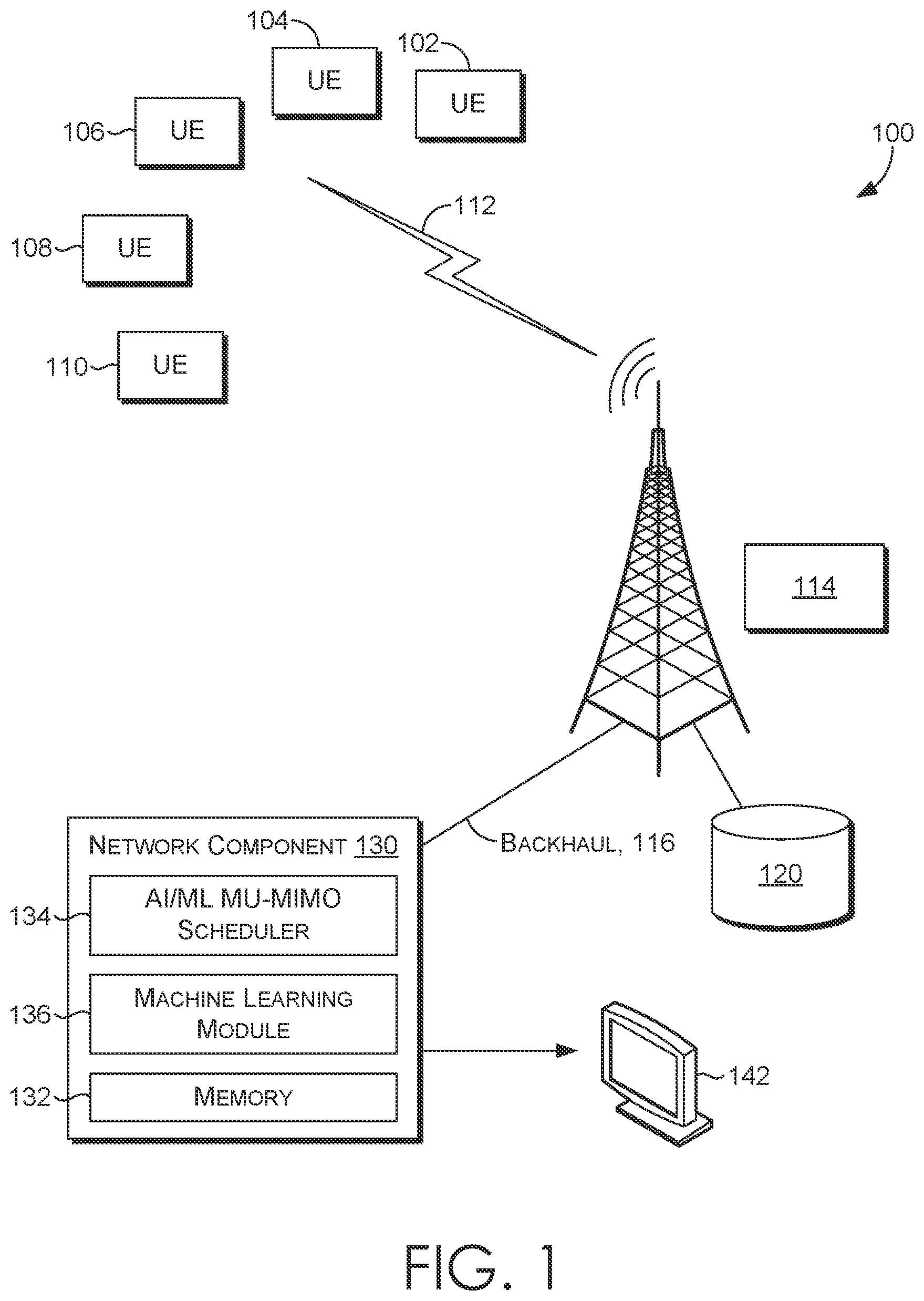 Patent US12621822 Figure 1 – Multiple user multiple input multiple output scheduler for fixed wireless access