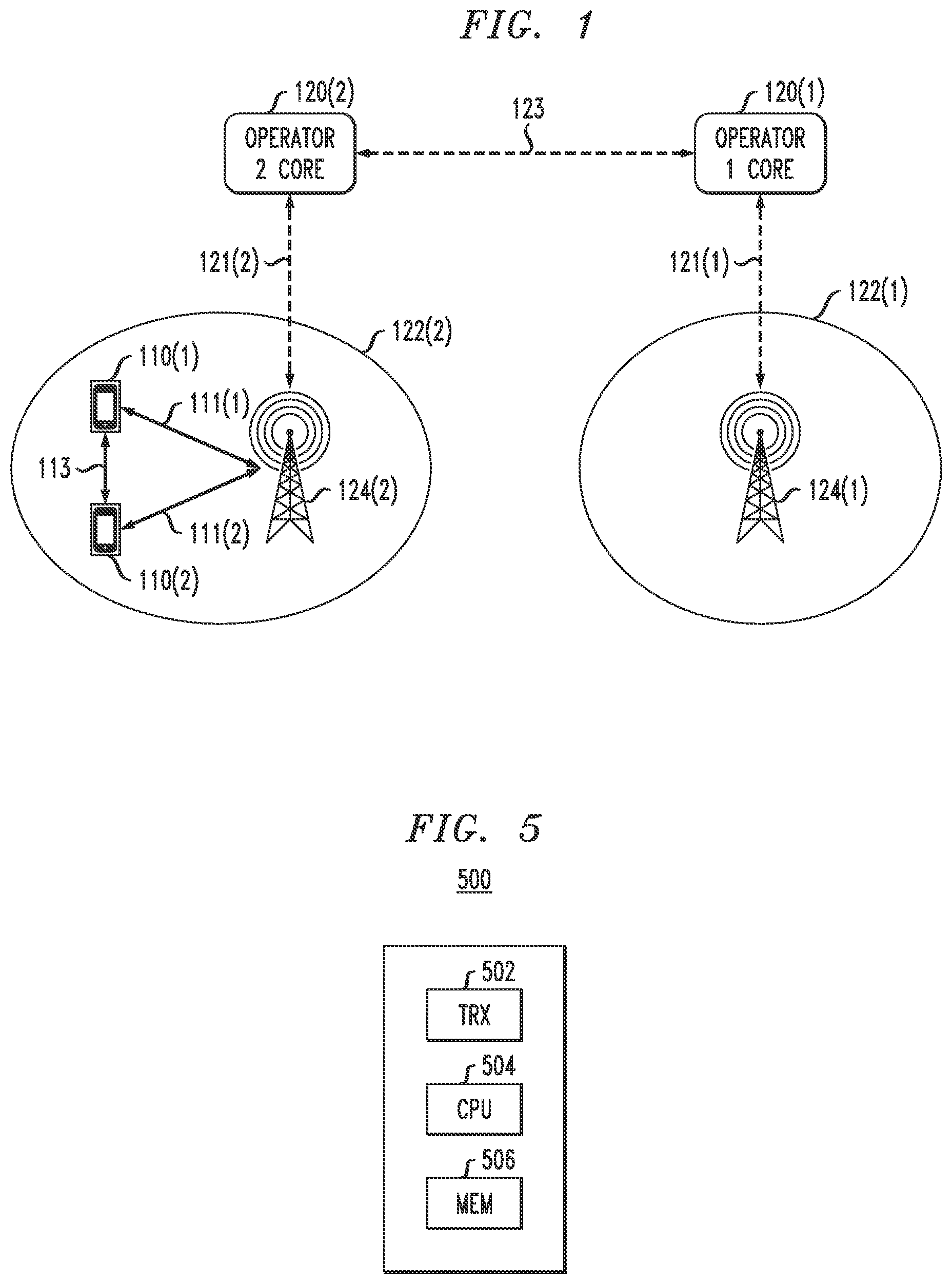 Patent US12621887 Figure 1 – Out-of-network side-link communications between DSDS devices