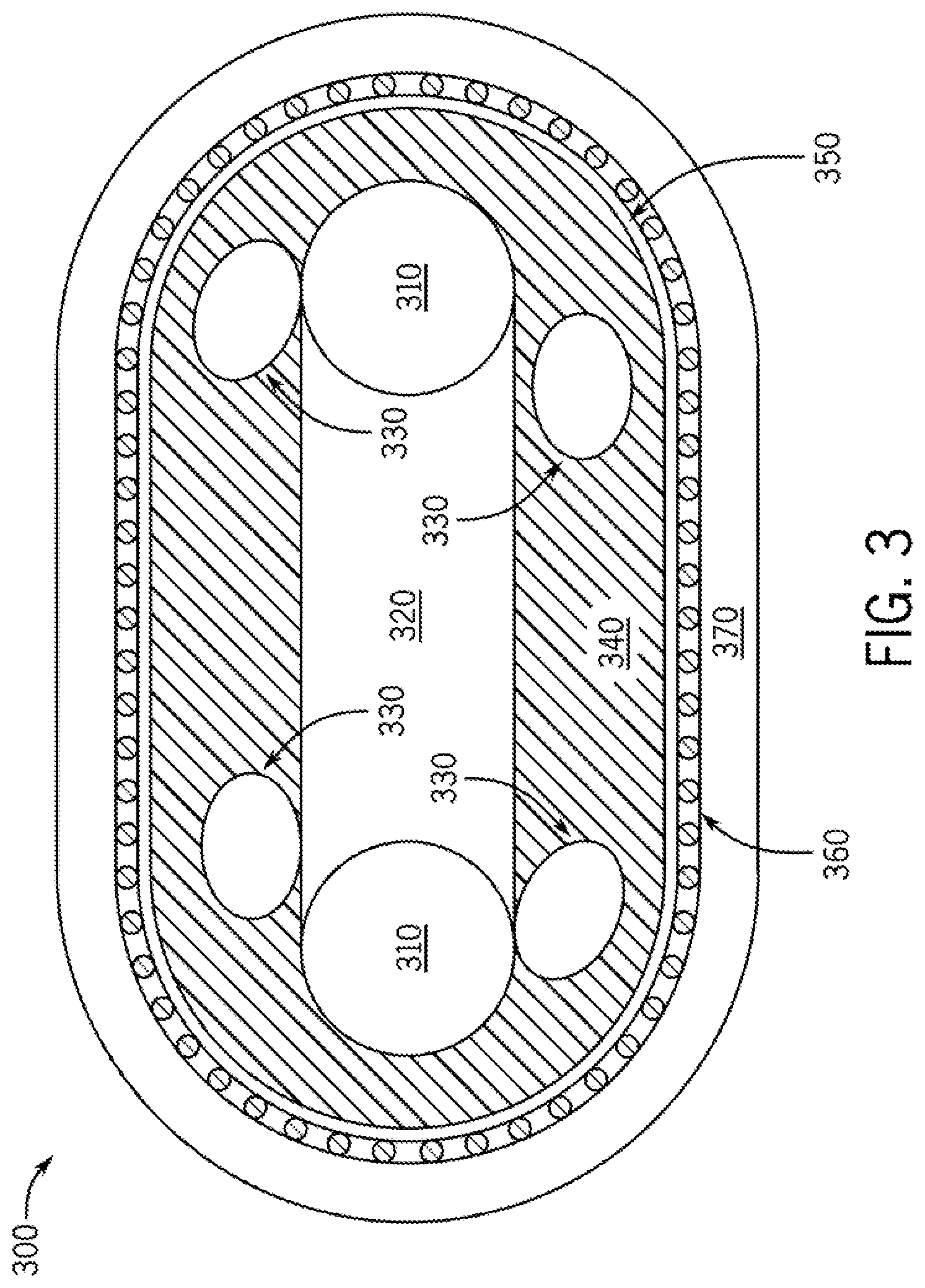 Patent US12621908 Figure 3 – Self-regulating heater cable with buffer layer