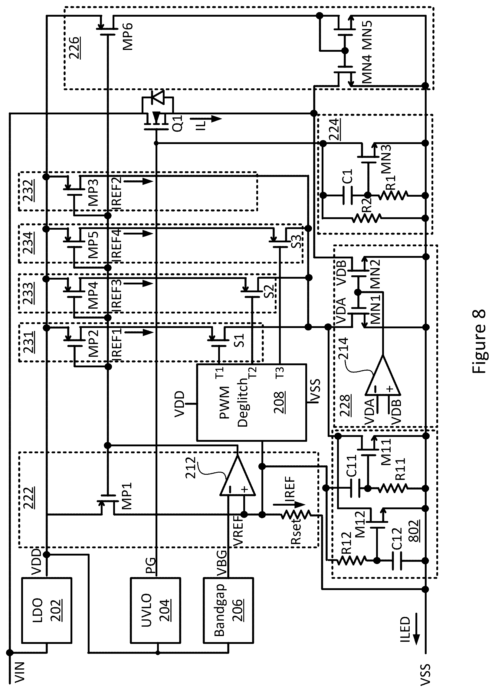 Patent US12621913 Figure 8 – LED current overshoot reduction apparatus and method