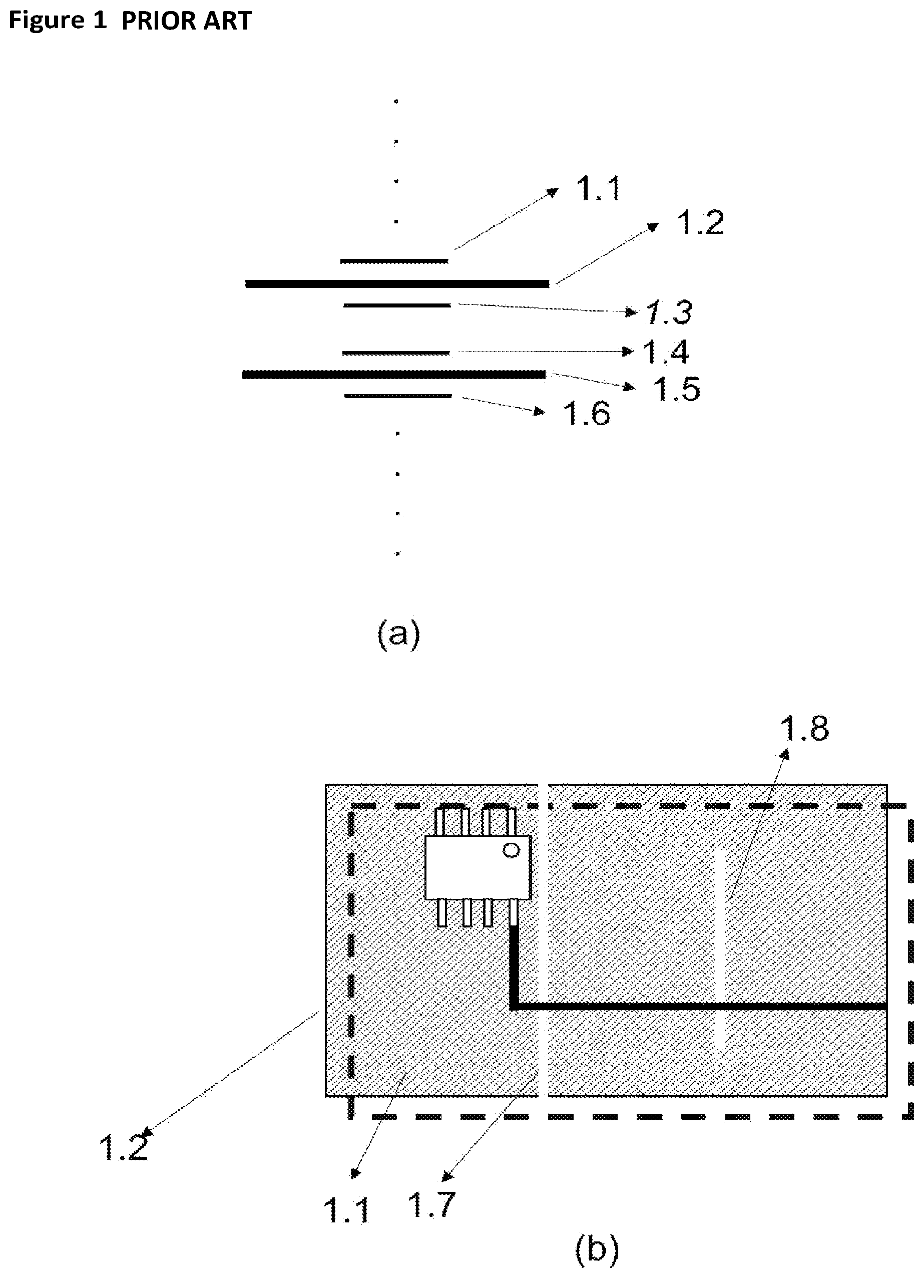 Patent US12621926 Figure 1 – Printed circuit board including interdigital slots and/or splits on reference planes for reducing EMI