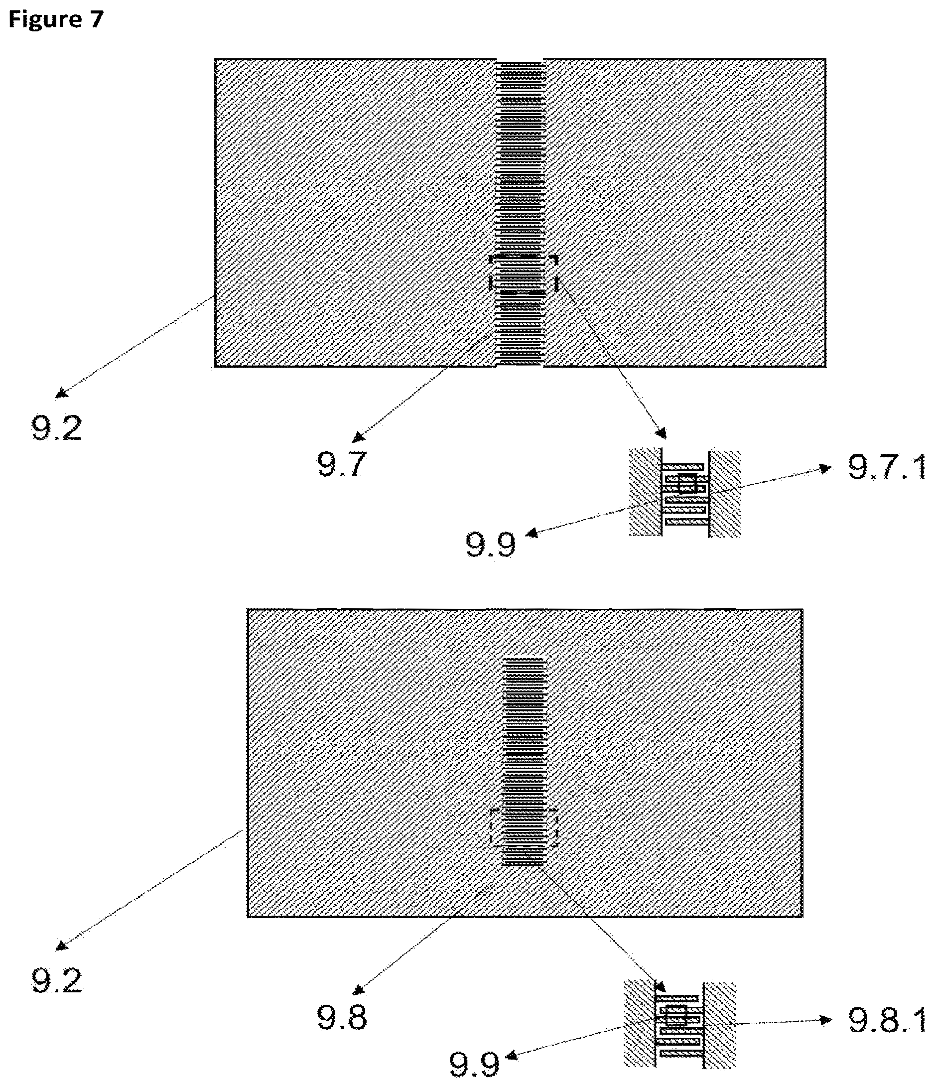 Patent US12621926 Figure 7 – Printed circuit board including interdigital slots and/or splits on reference planes for reducing EMI