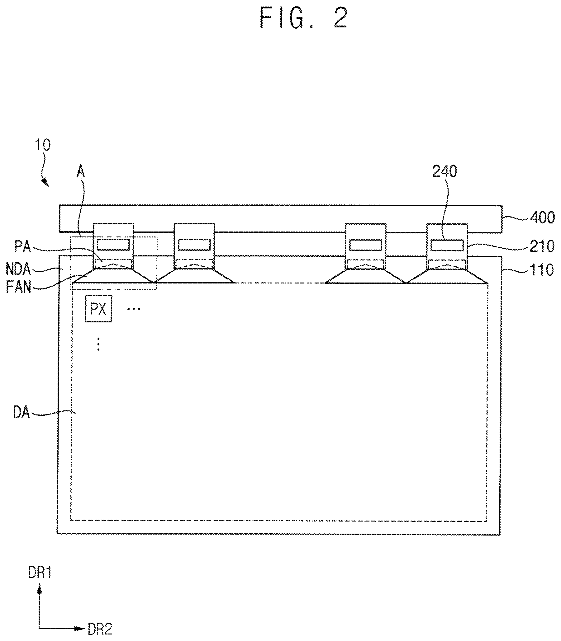 Patent US12621932 Figure 2 – Display panel including signal pads with varying dimensions