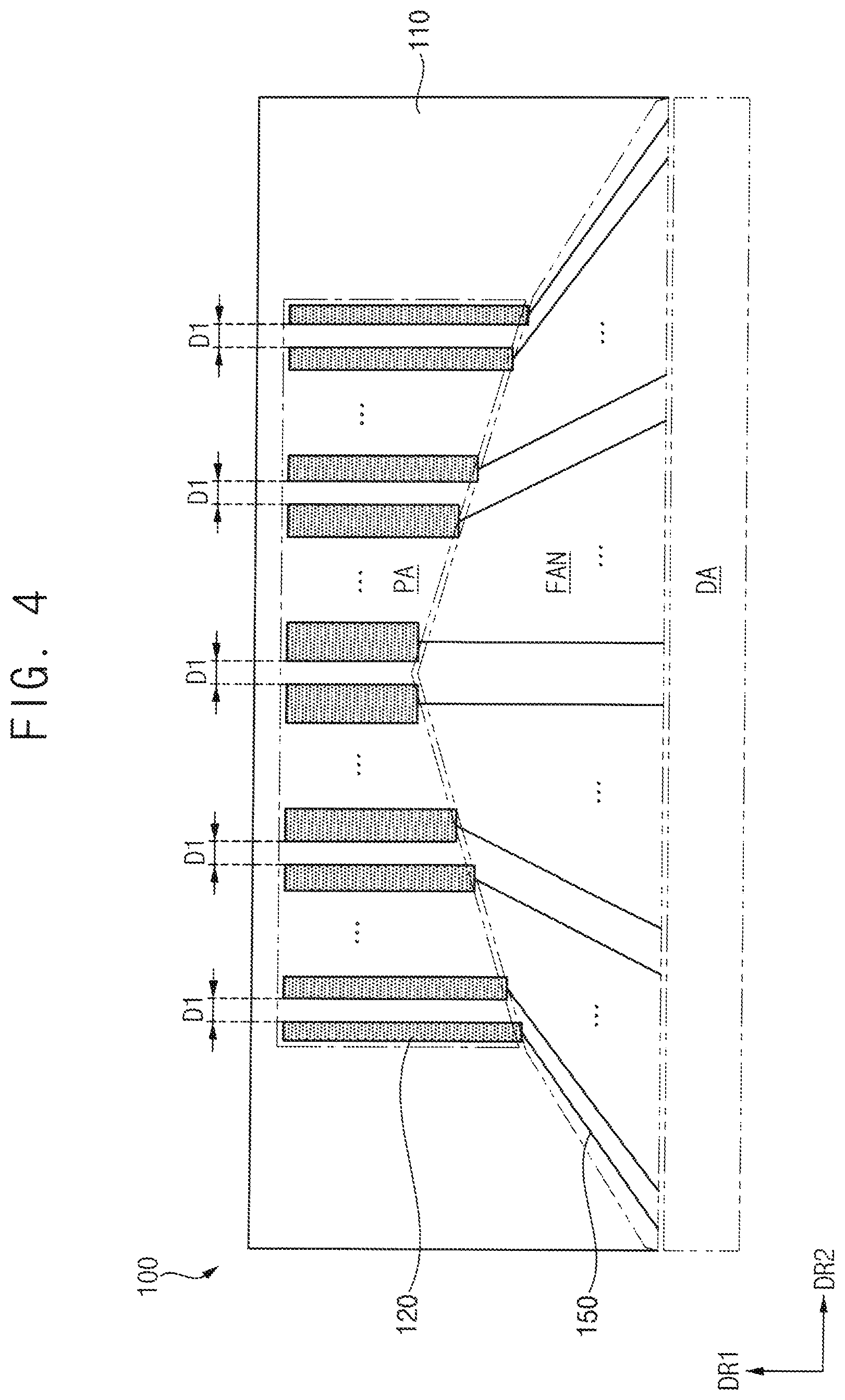 Patent US12621932 Figure 4 – Display panel including signal pads with varying dimensions